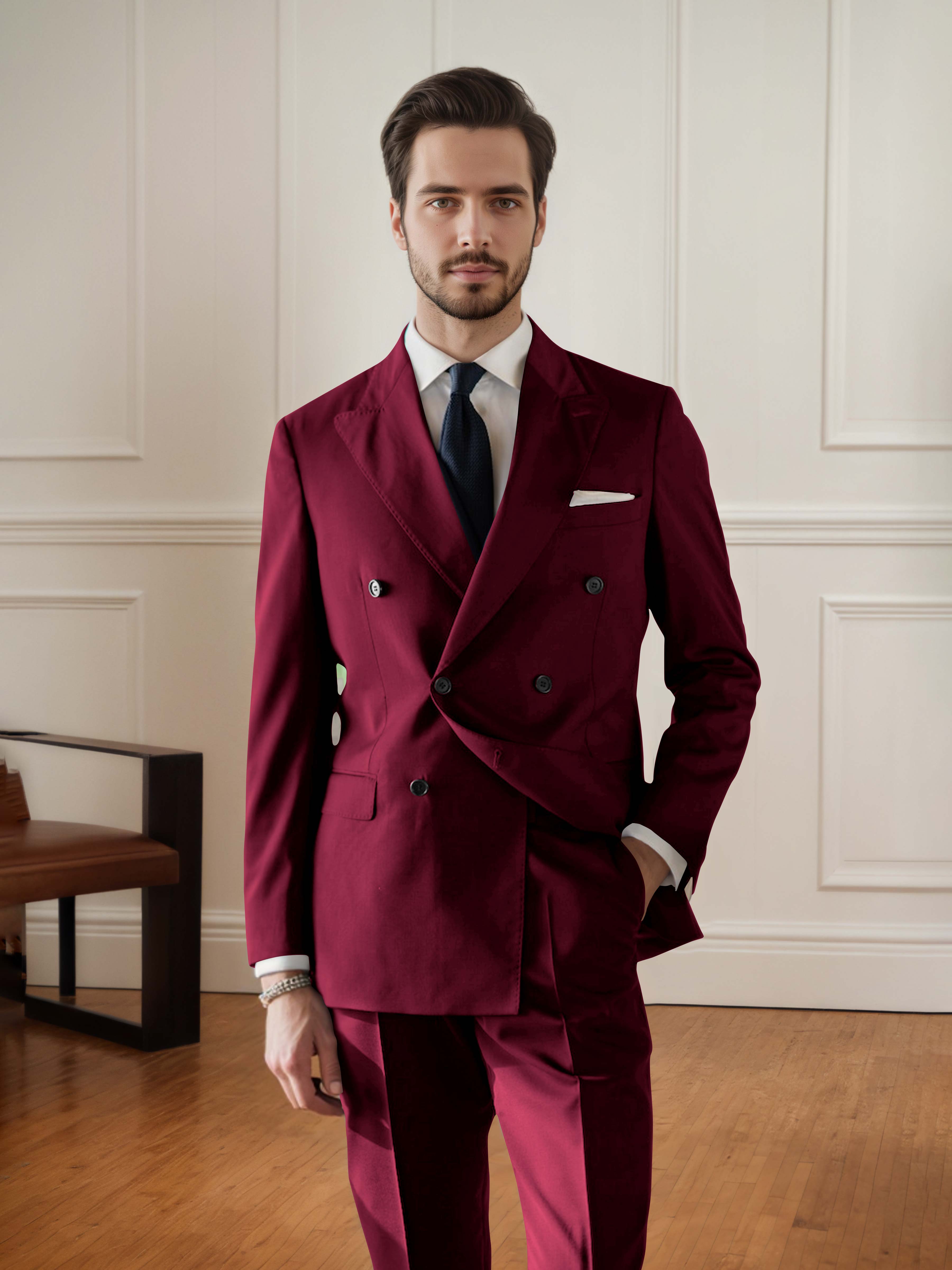 Elegant Men's Double Breasted 2 pieces Wedding Suit