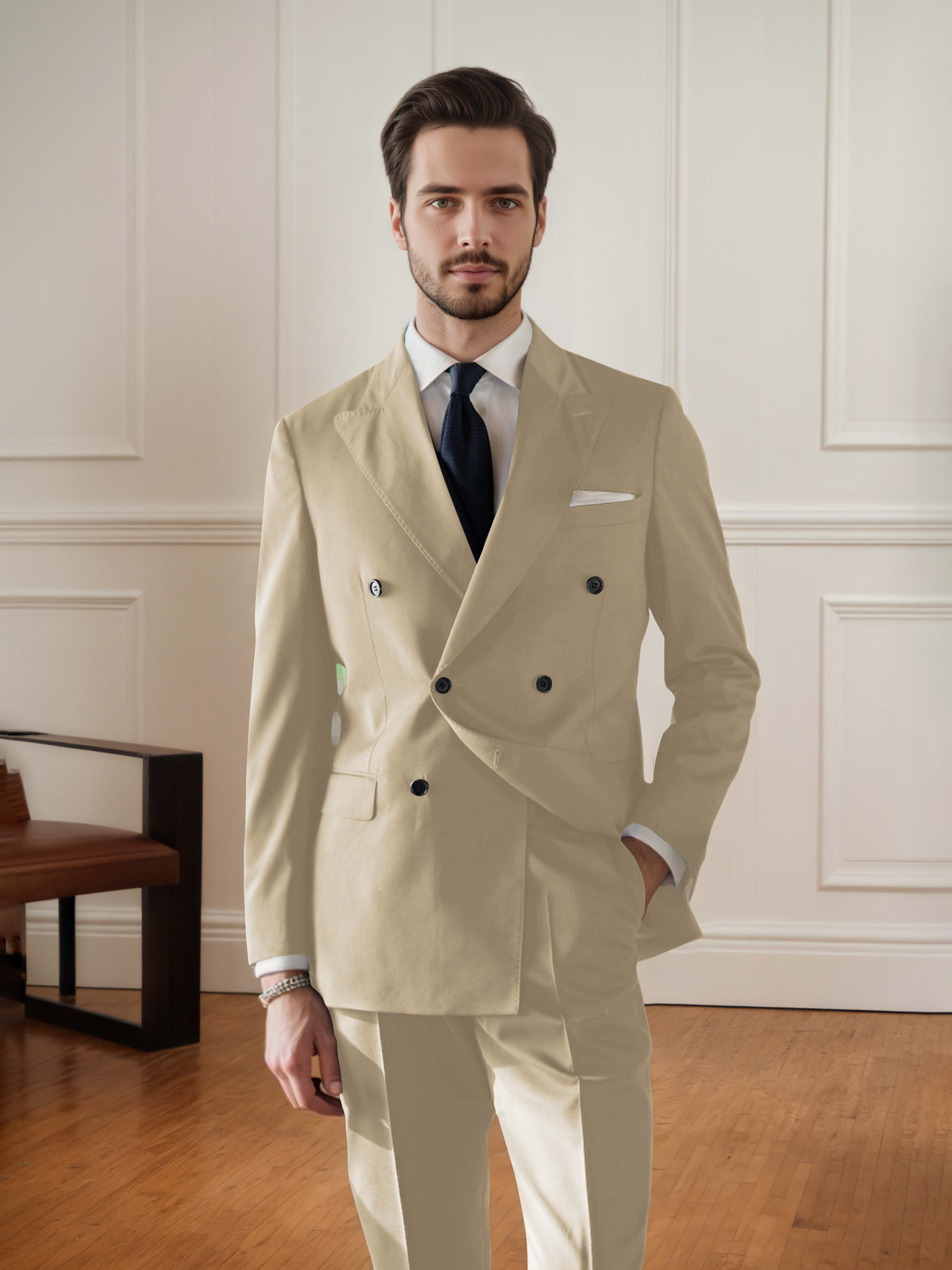 Elegant Men's Double Breasted 2 pieces Wedding Suit