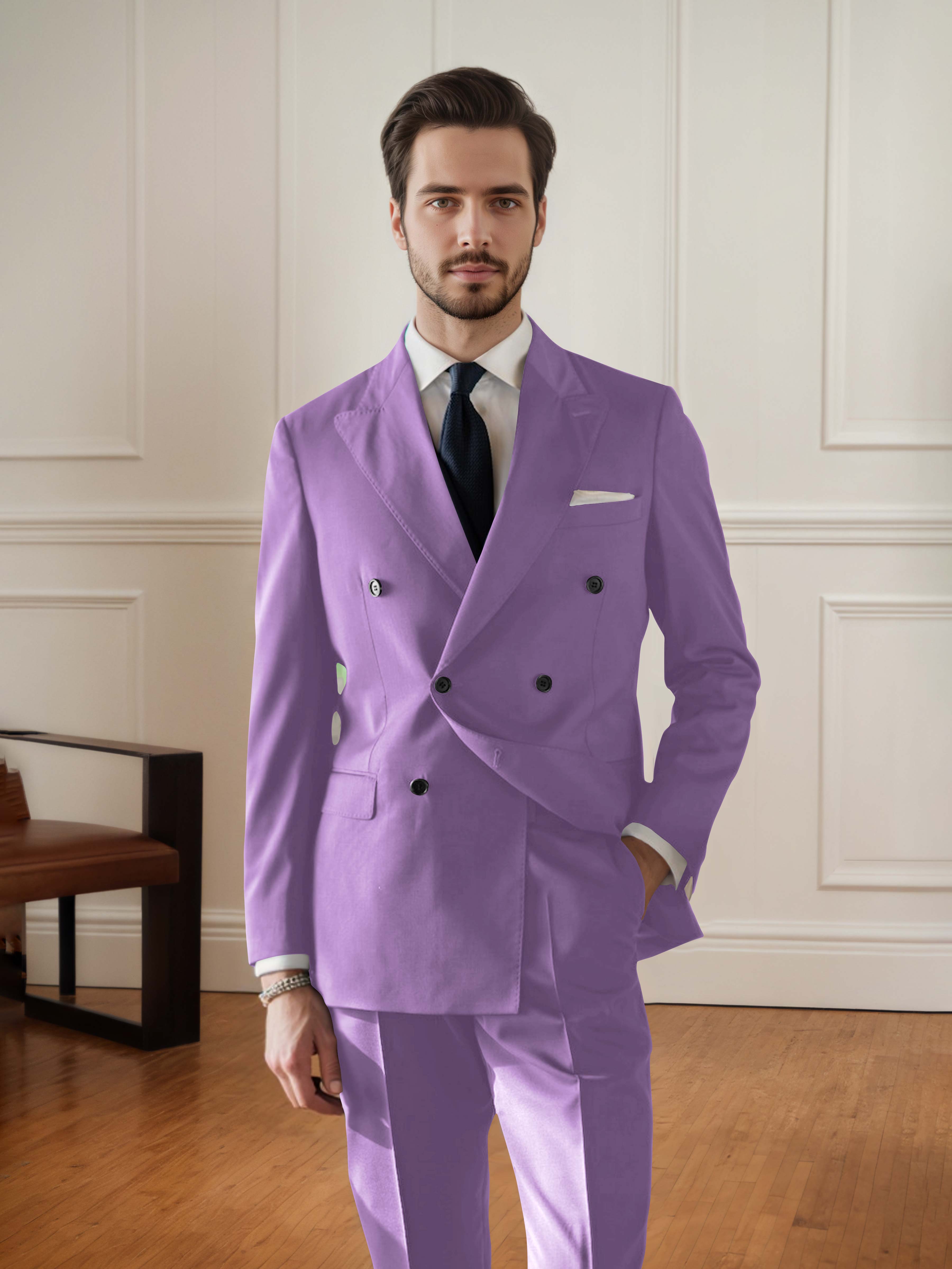 Elegant Men's Double Breasted 2 pieces Wedding Suit