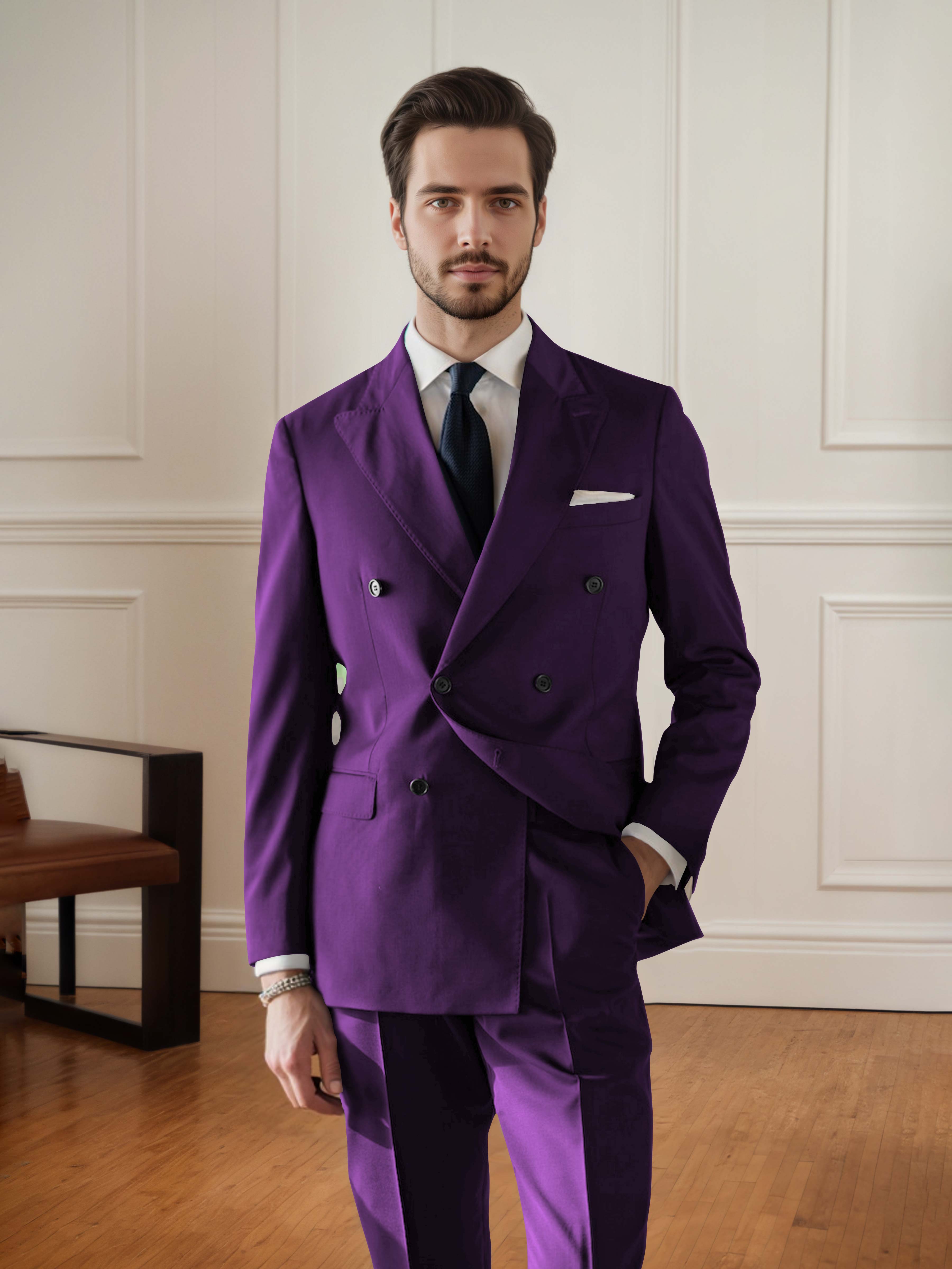 Elegant Men's Double Breasted 2 pieces Wedding Suit