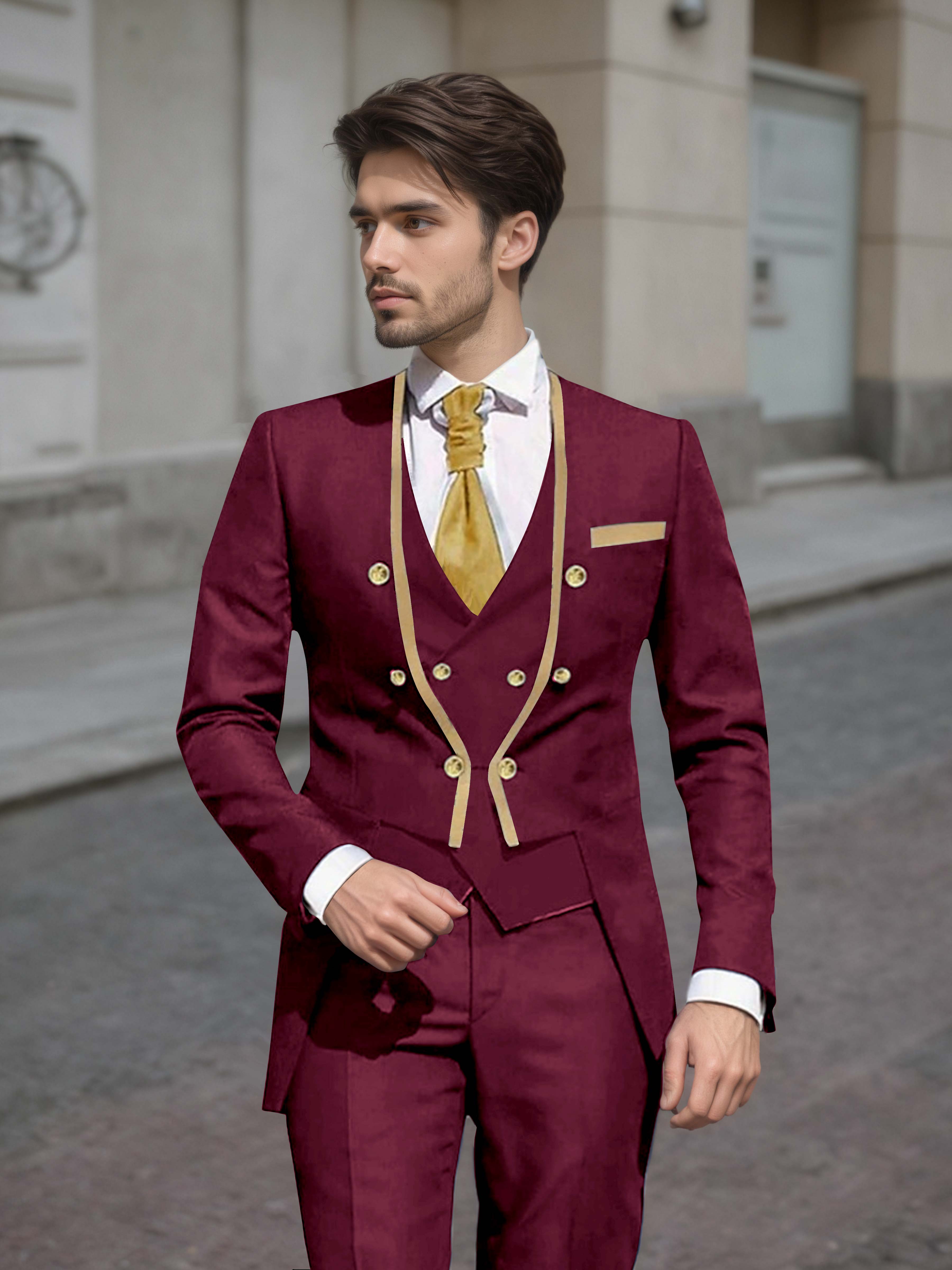 Elegant Men's Double Breasted 3 Pieces Wedding Suits