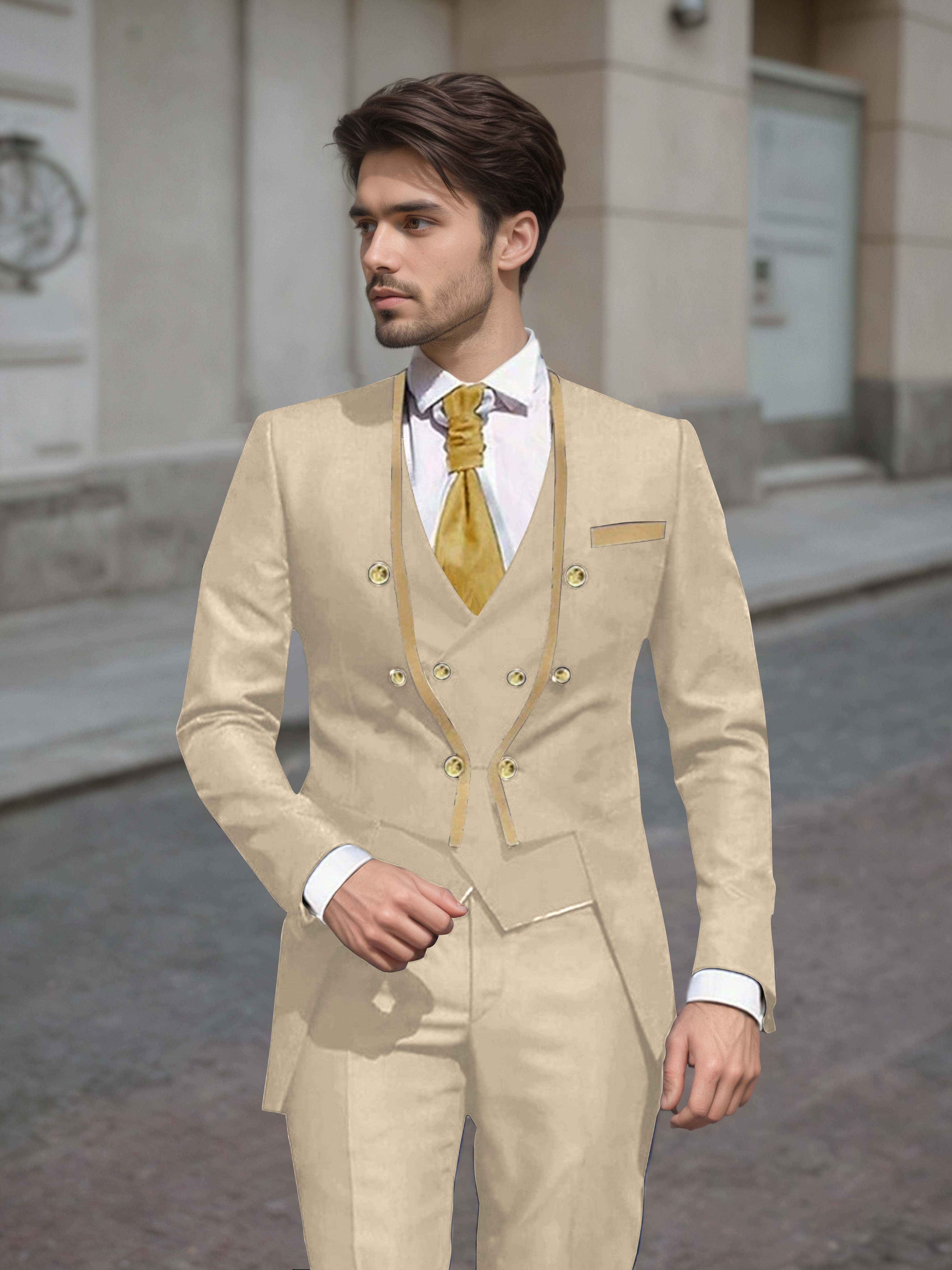 Elegant Men's Double Breasted 3 Pieces Wedding Suits