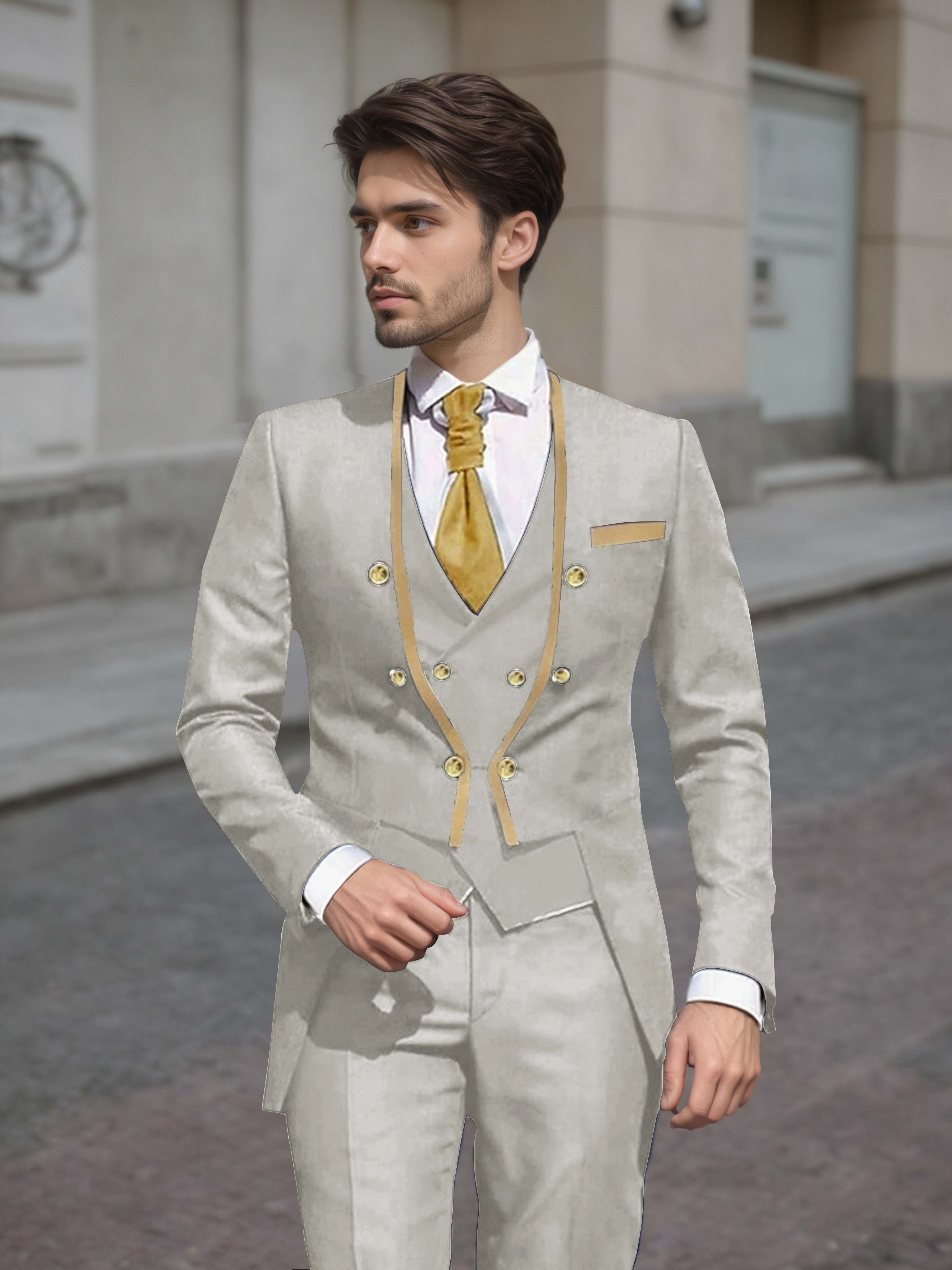 Elegant Men's Double Breasted 3 Pieces Wedding Suits