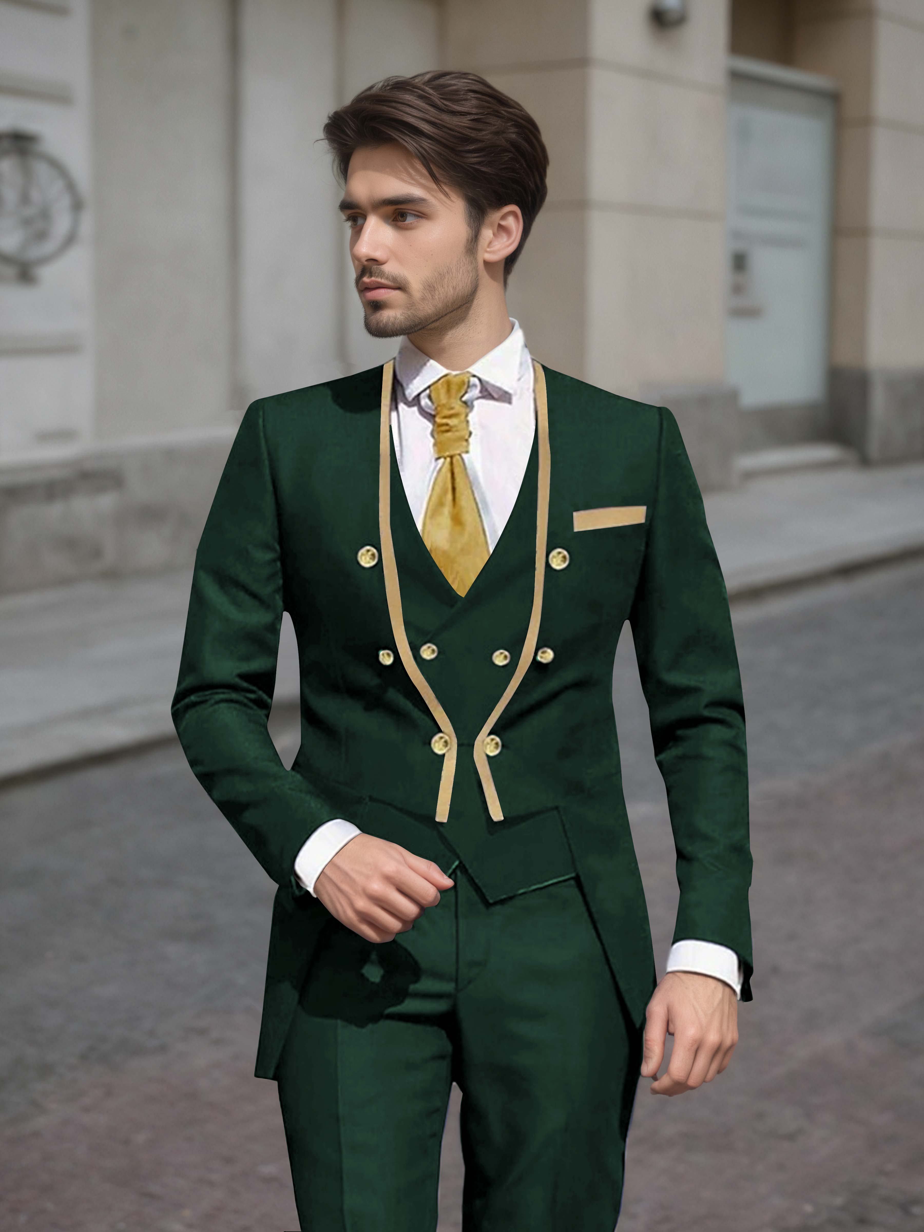 Elegant Men's Double Breasted 3 Pieces Wedding Suits