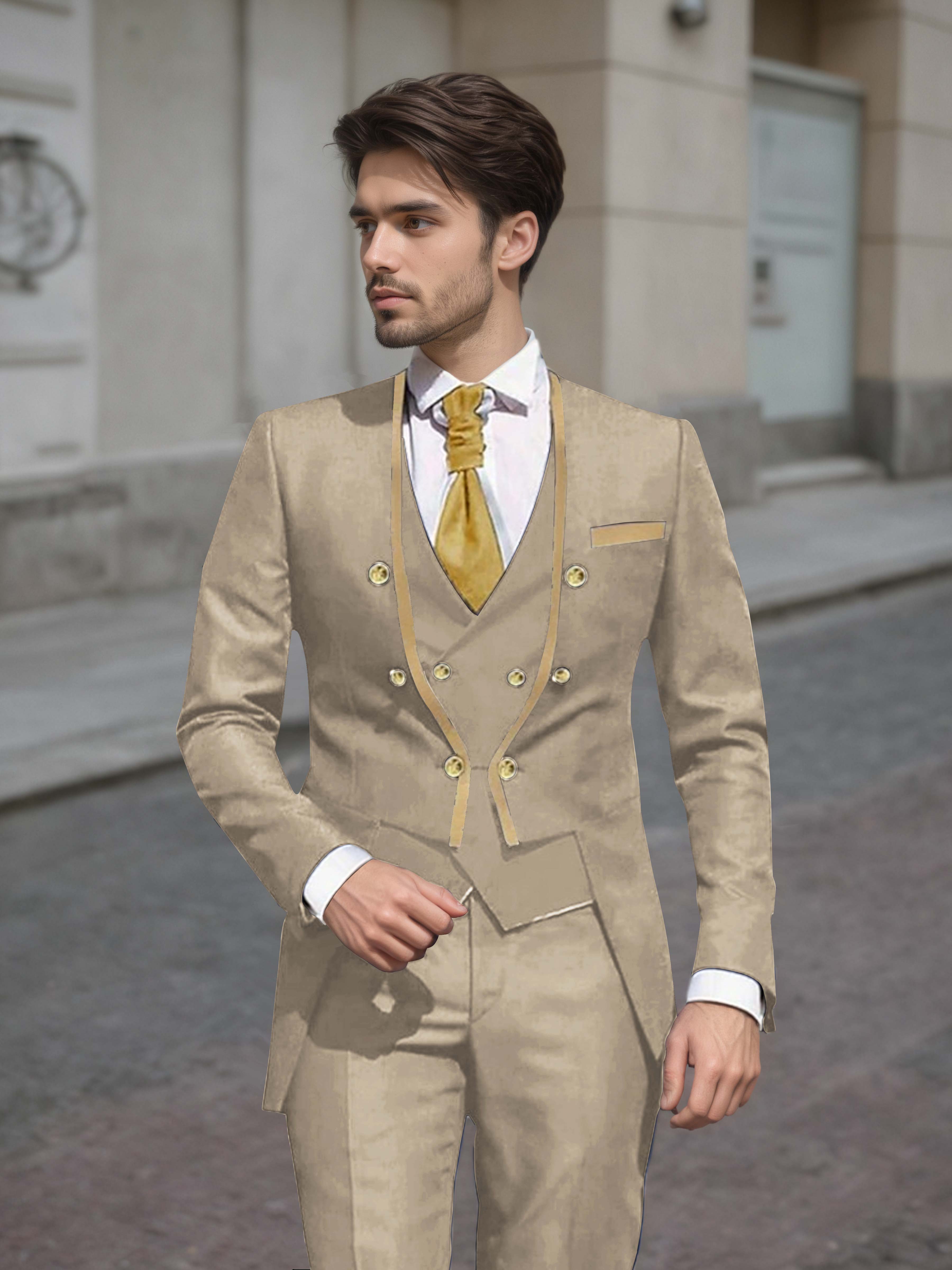 Elegant Men's Double Breasted 3 Pieces Wedding Suits