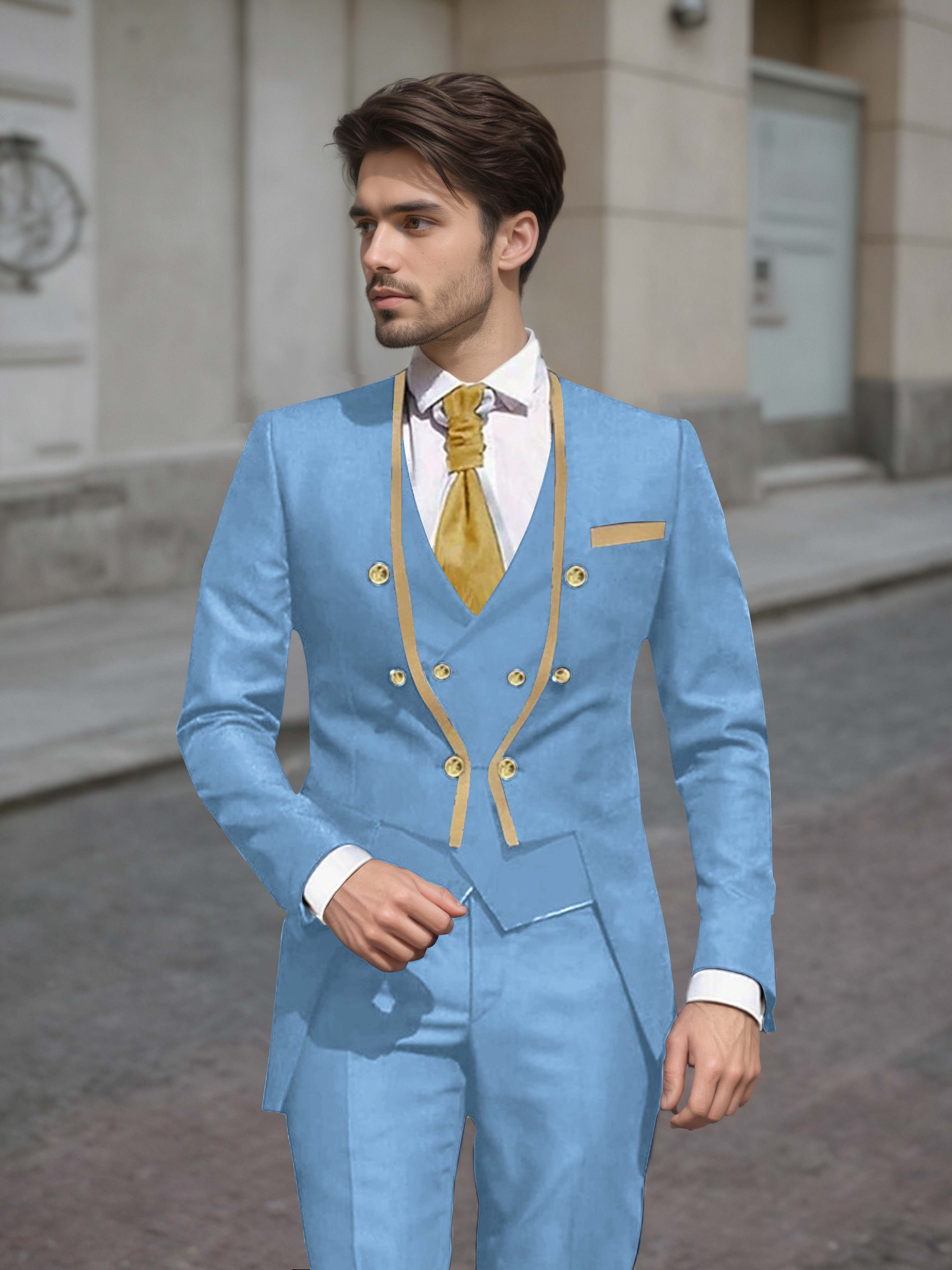 Elegant Men's Double Breasted 3 Pieces Wedding Suits