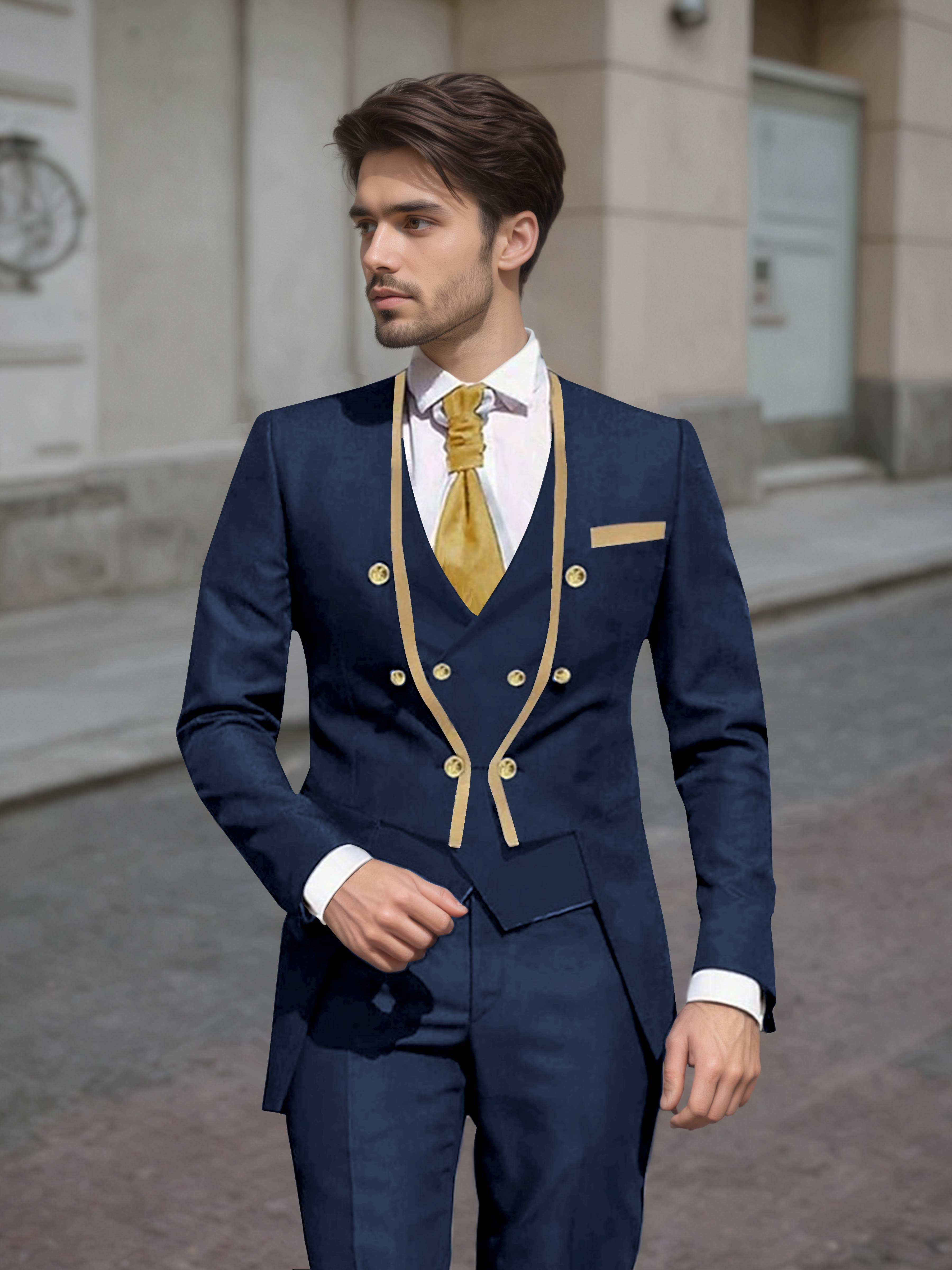 Elegant Men's Double Breasted 3 Pieces Wedding Suits