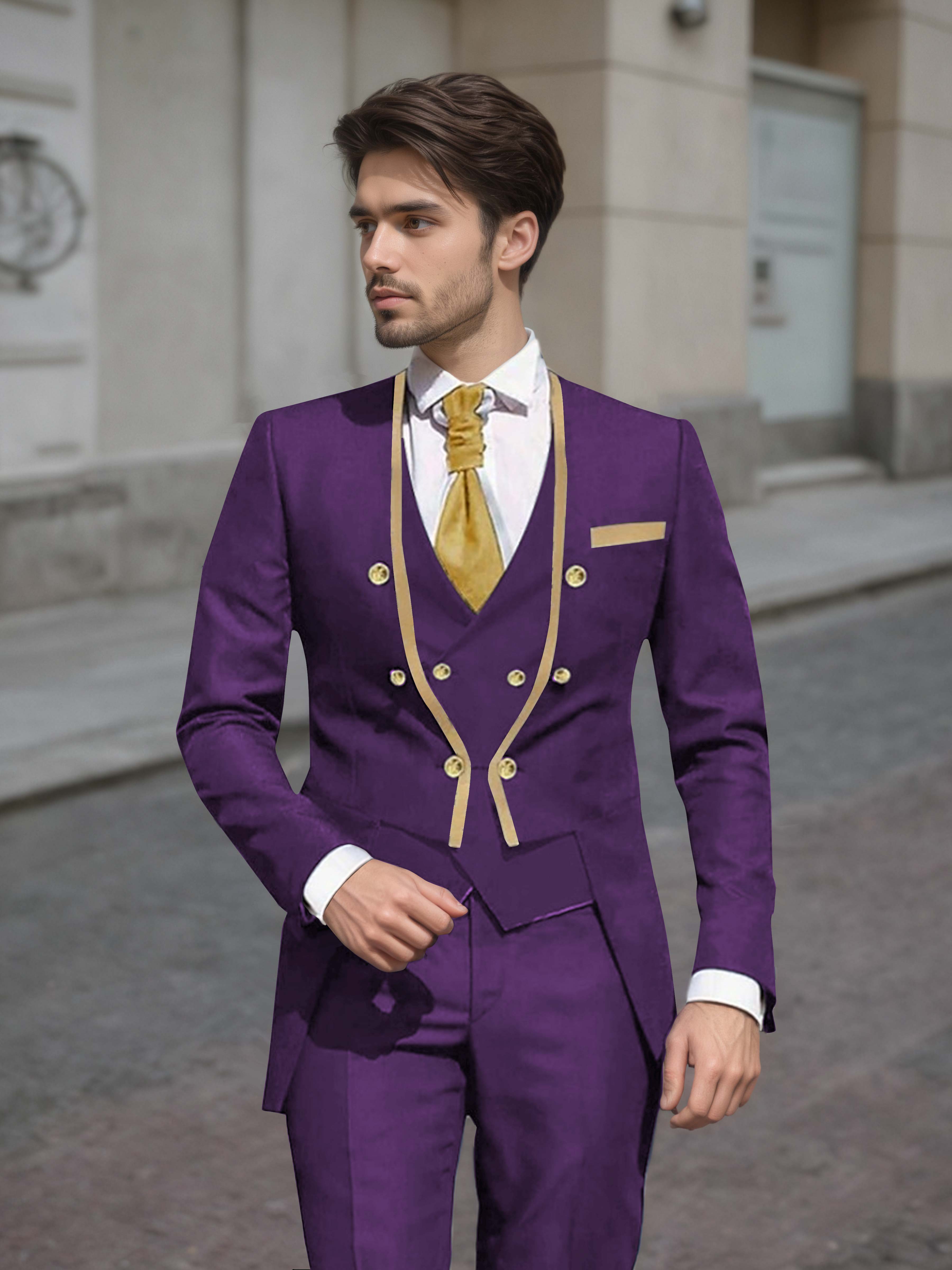 Elegant Men's Double Breasted 3 Pieces Wedding Suits