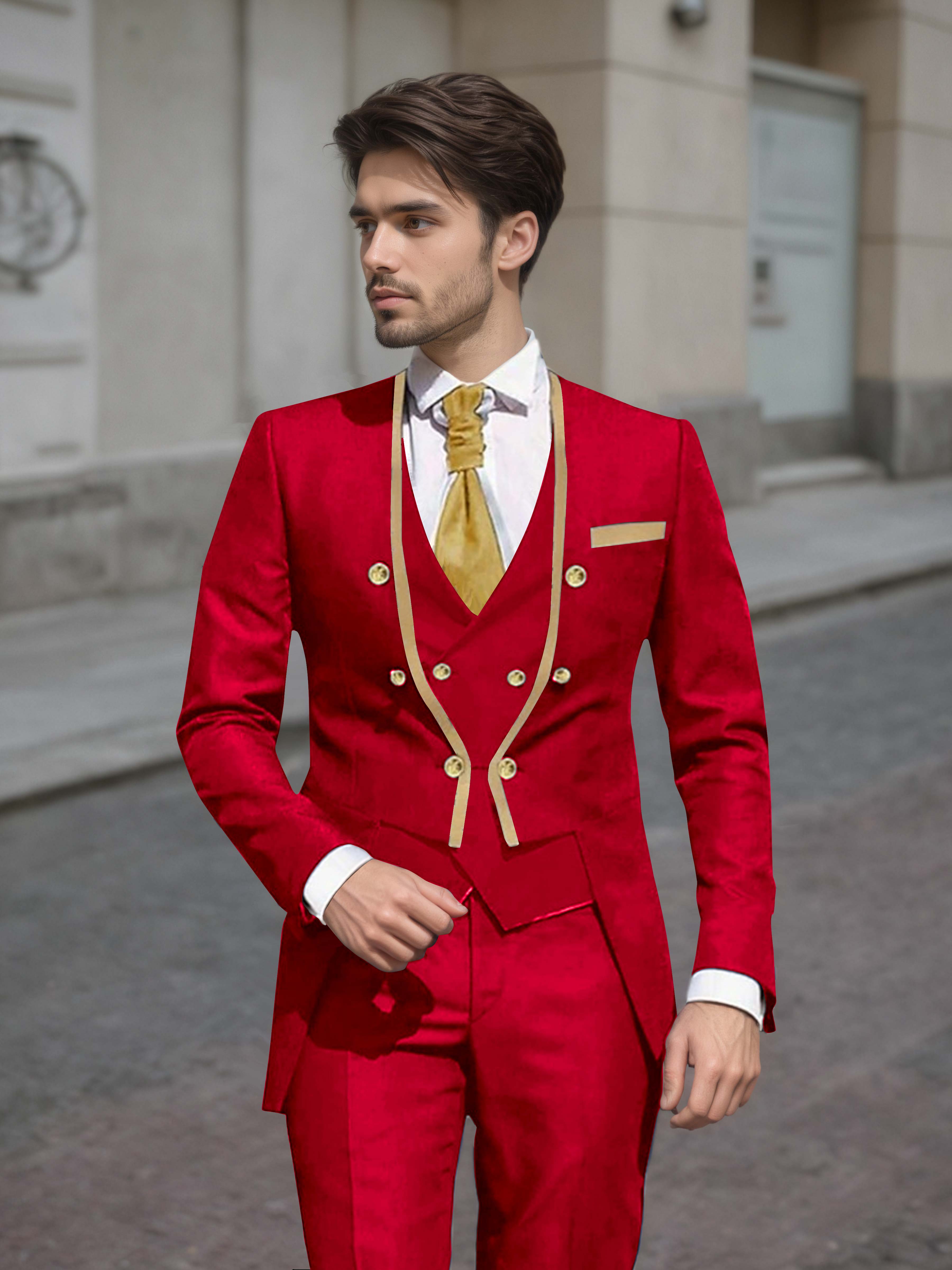Elegant Men's Double Breasted 3 Pieces Wedding Suits