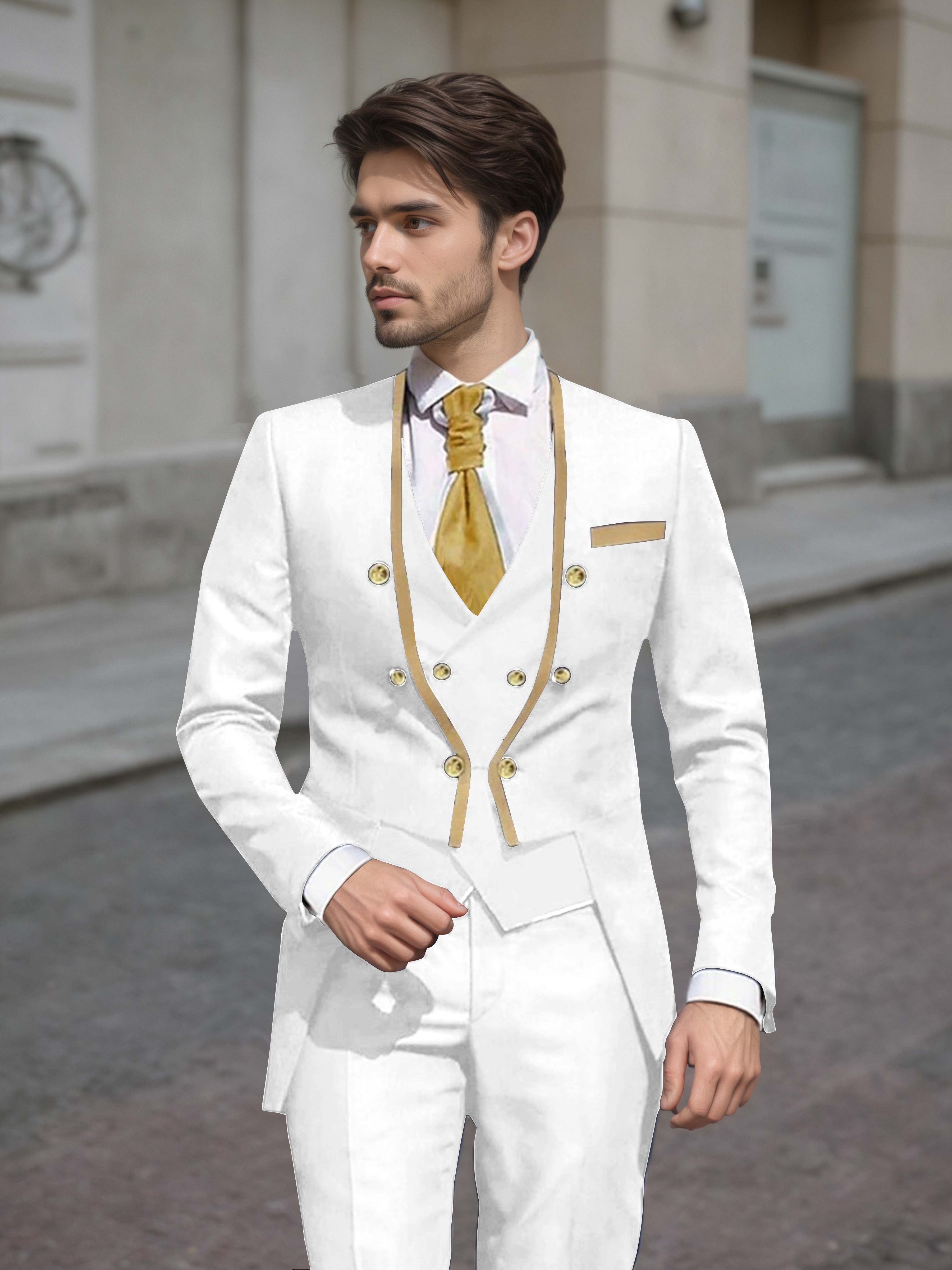 Elegant Men's Double Breasted 3 Pieces Wedding Suits
