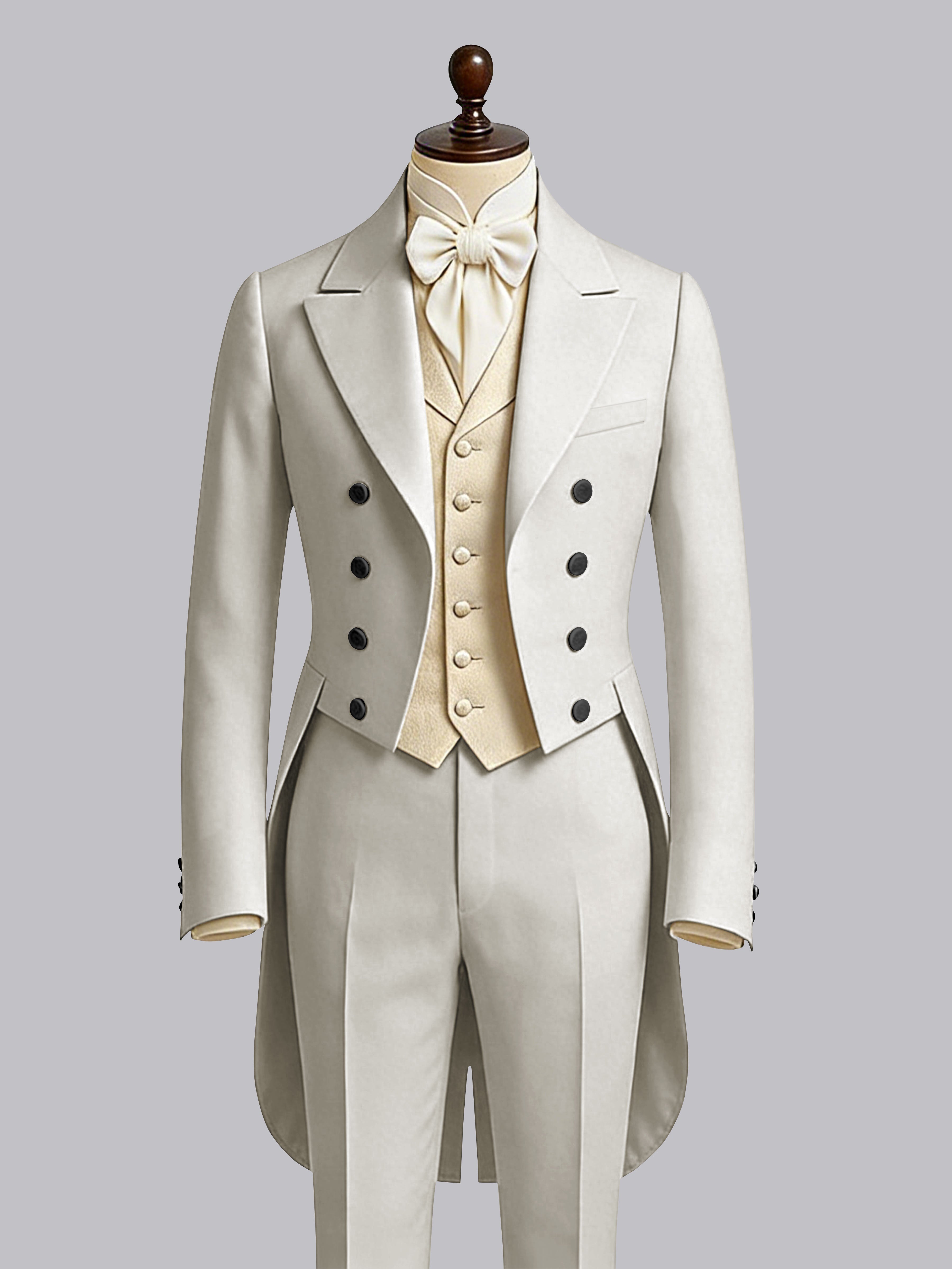 Refined 3 Pieces Color Block Men's Notch Lapel Tailcoat Suit For Guest