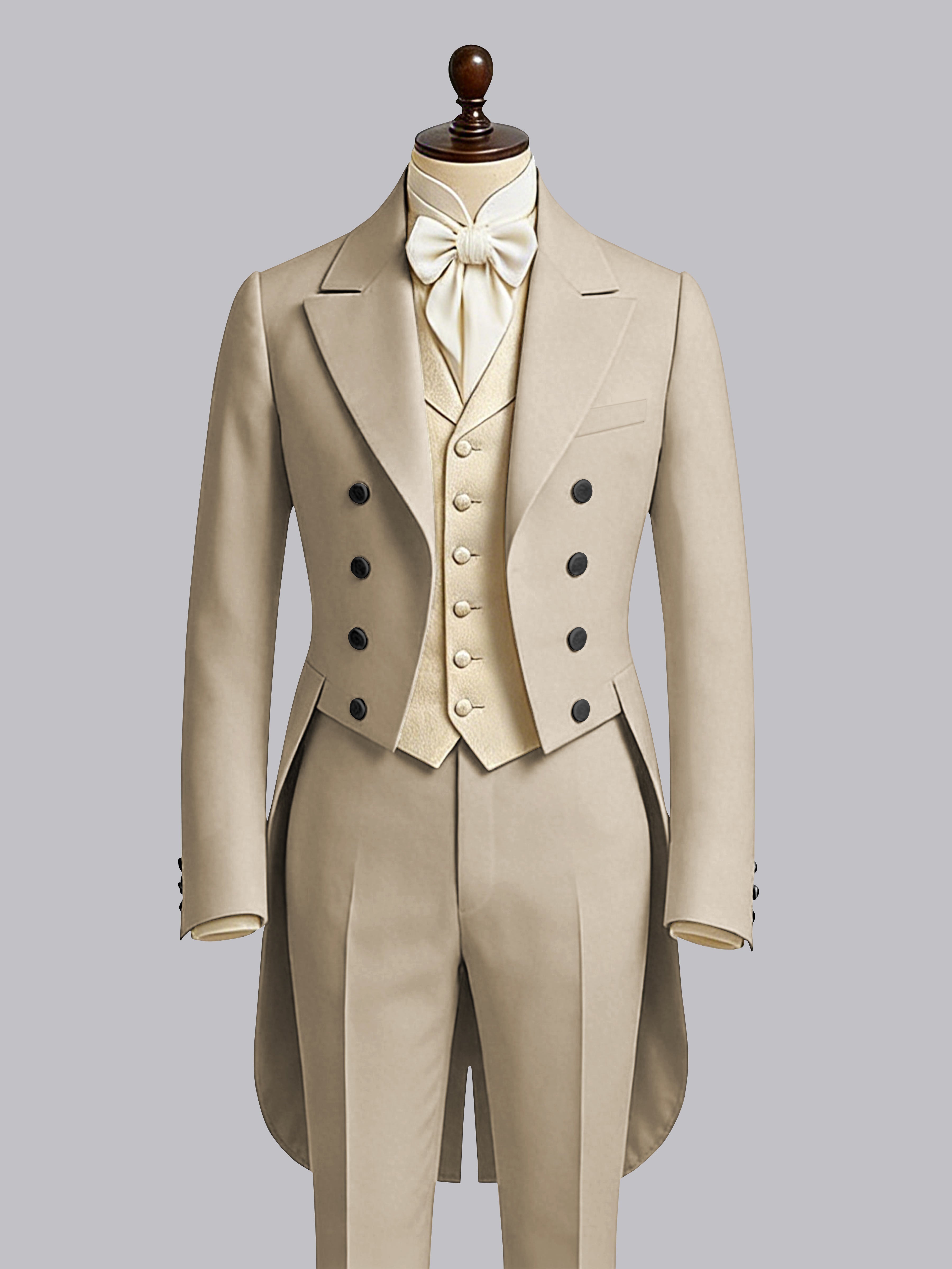 Refined 3 Pieces Color Block Men's Notch Lapel Tailcoat Suit For Guest