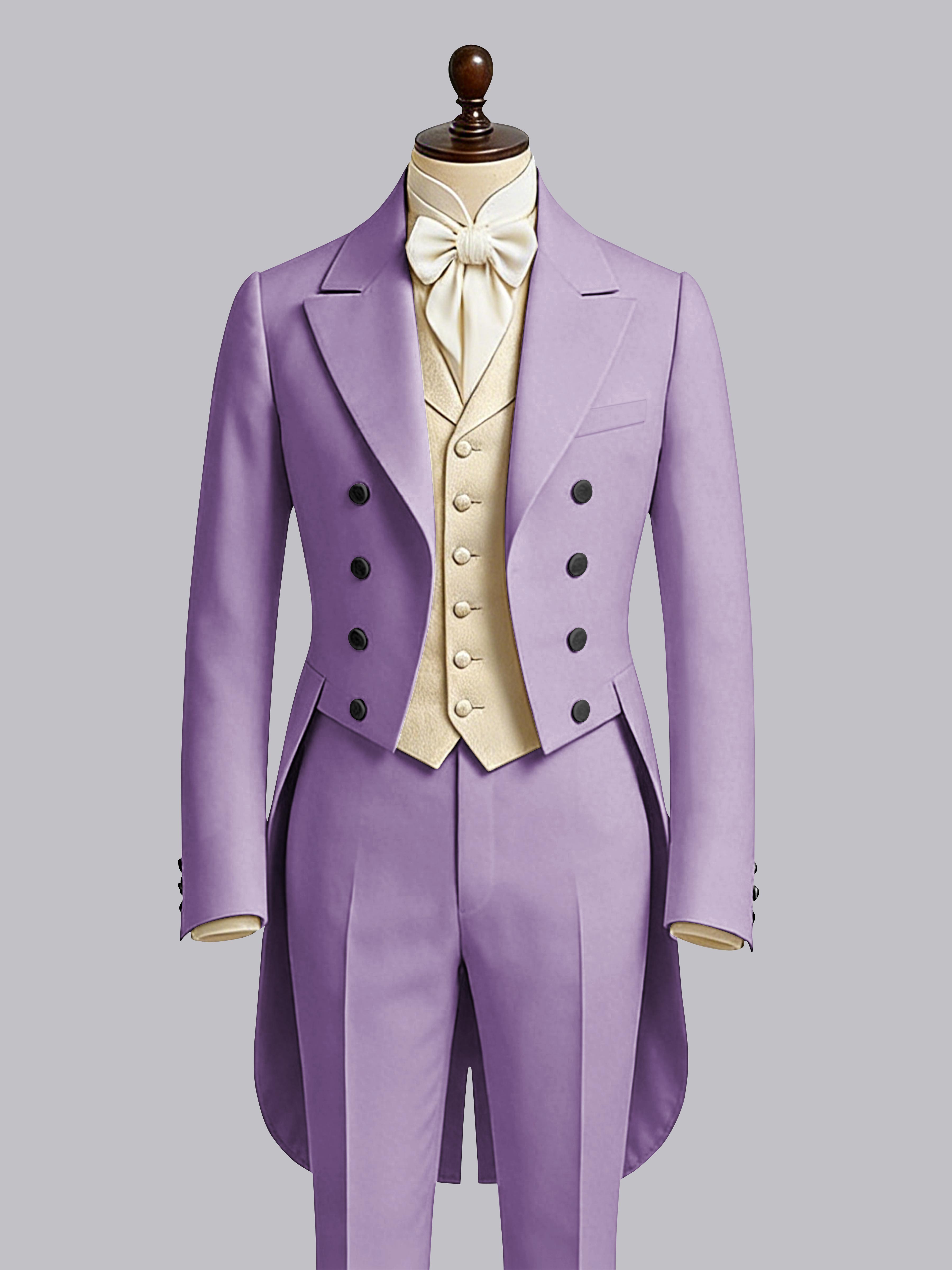 Refined 3 Pieces Color Block Men's Notch Lapel Tailcoat Suit For Guest