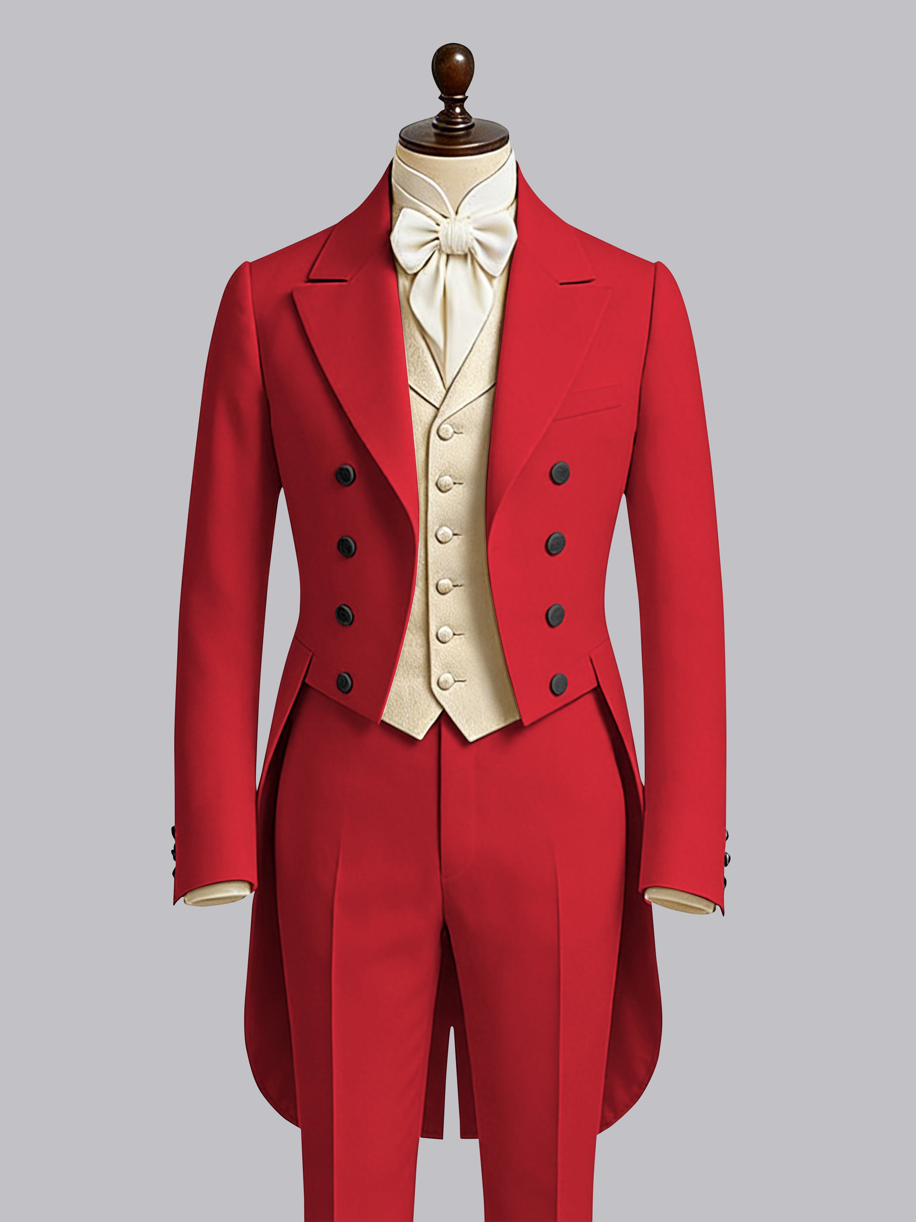 Refined 3 Pieces Color Block Men's Notch Lapel Tailcoat Suit For Guest