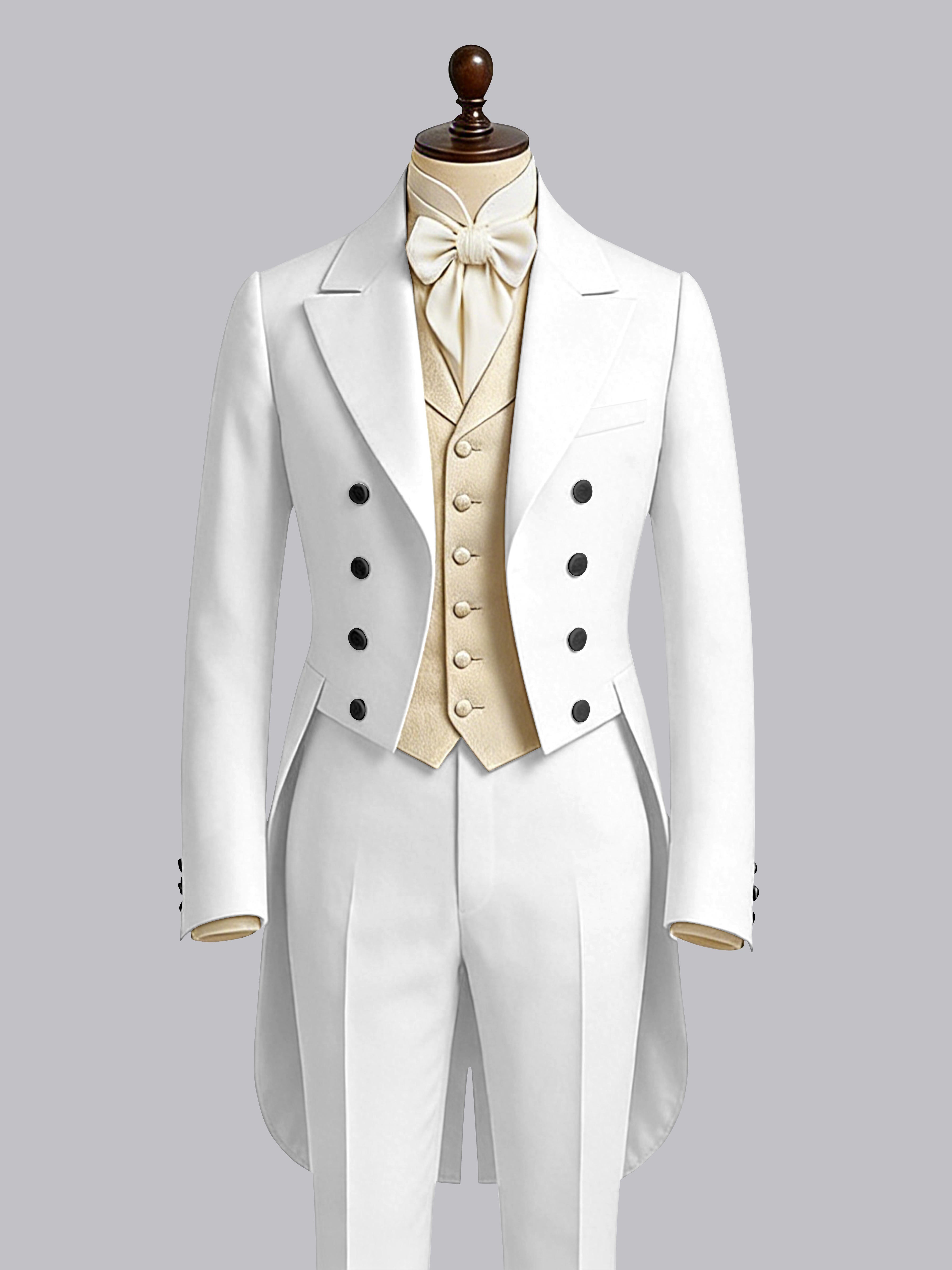 Refined 3 Pieces Color Block Men's Notch Lapel Tailcoat Suit For Guest