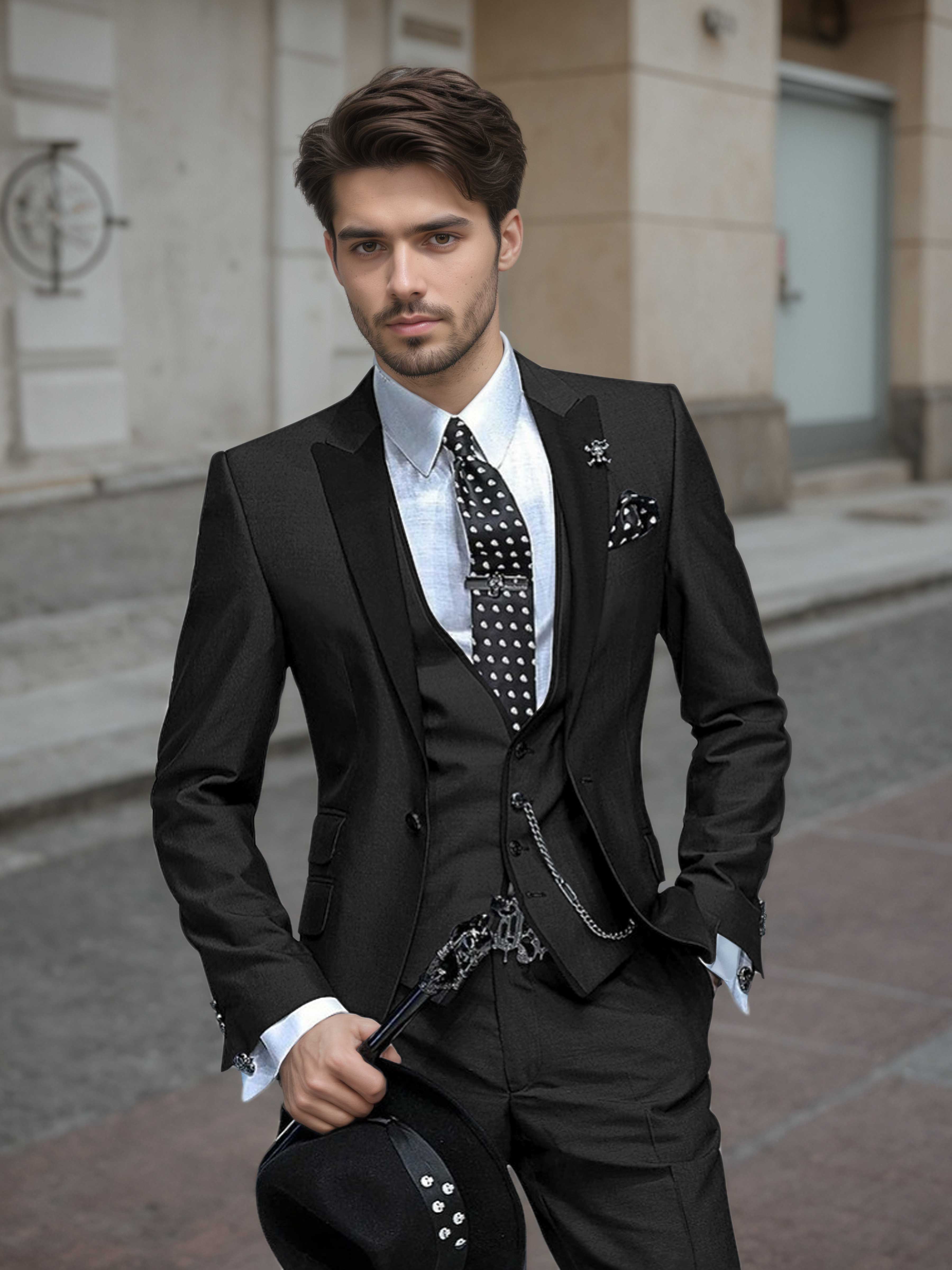 Elegant Men's Wedding Suit 3 Pieces One Button Event Suits