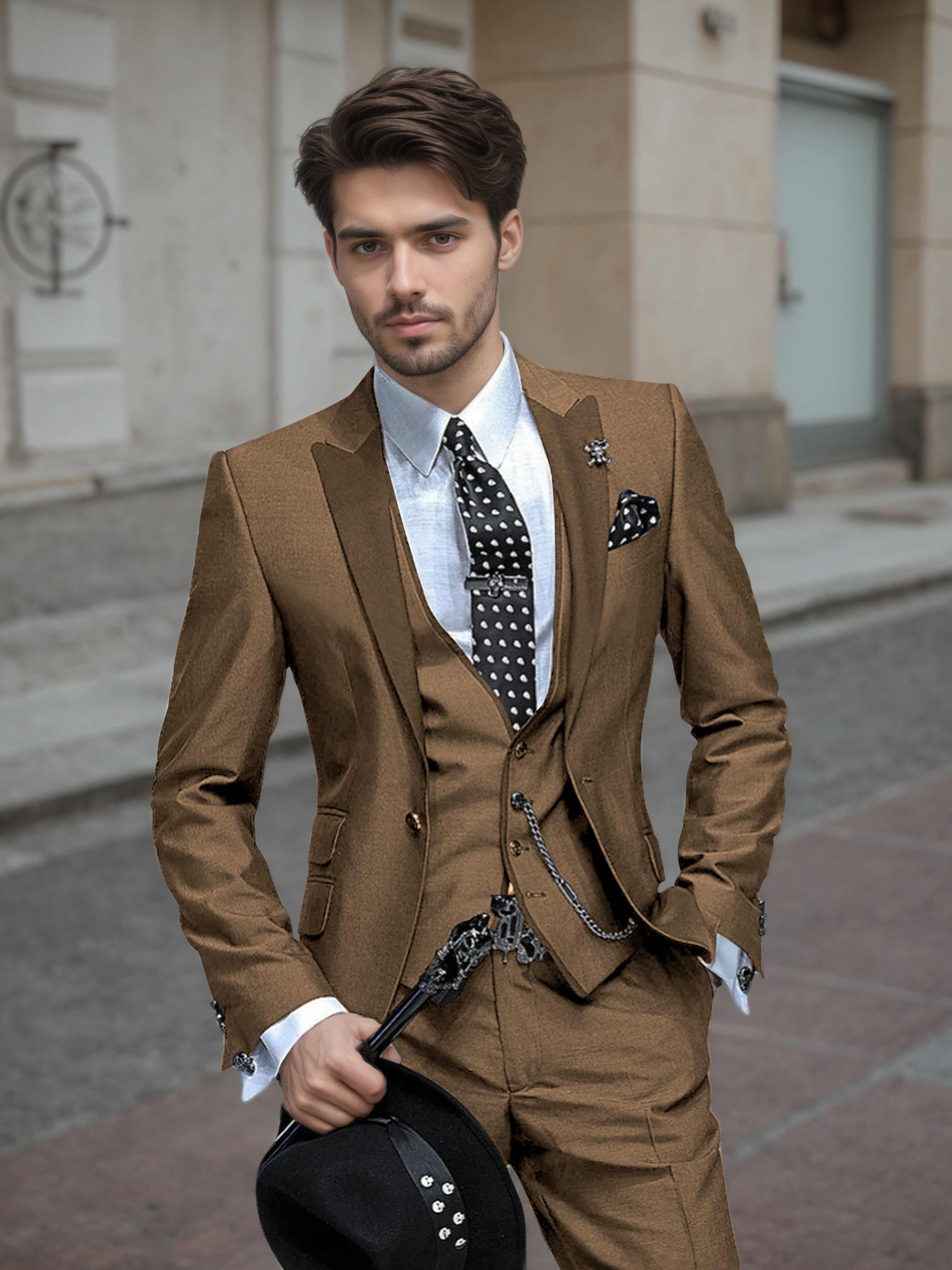 Elegant Men's Wedding Suit 3 Pieces One Button Event Suits