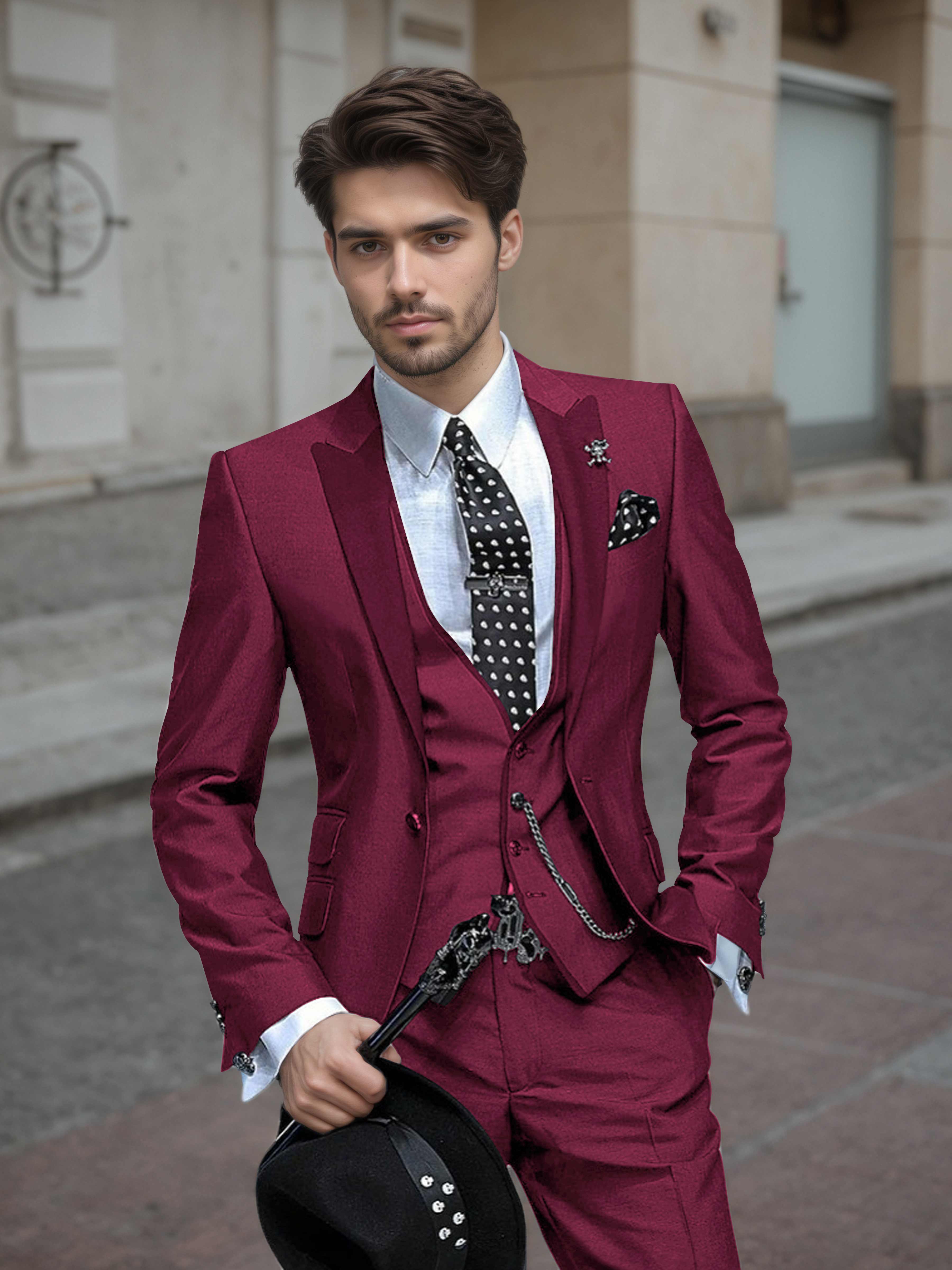 Elegant Men's Wedding Suit 3 Pieces One Button Event Suits