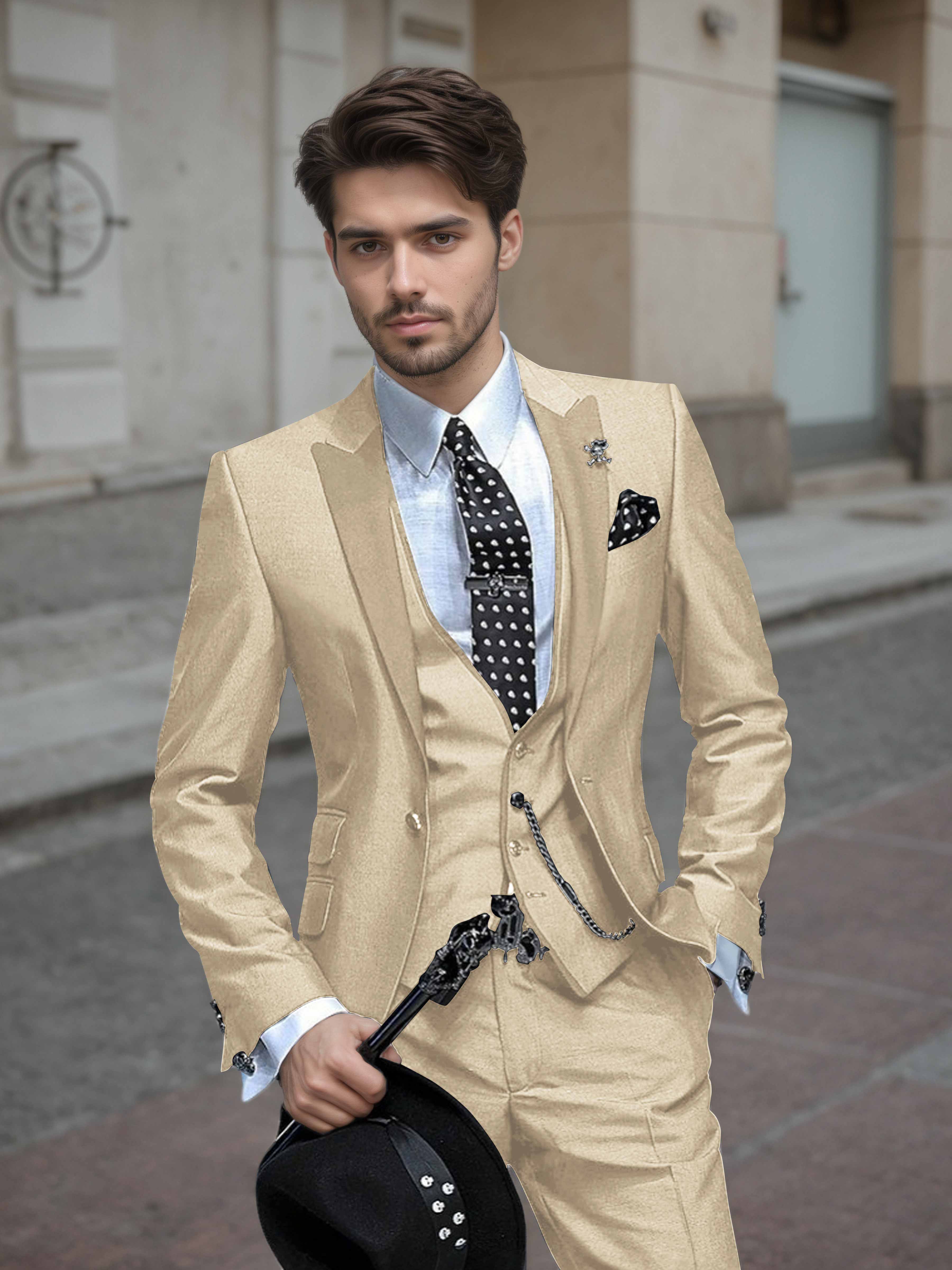 Elegant Men's Wedding Suit 3 Pieces One Button Event Suits