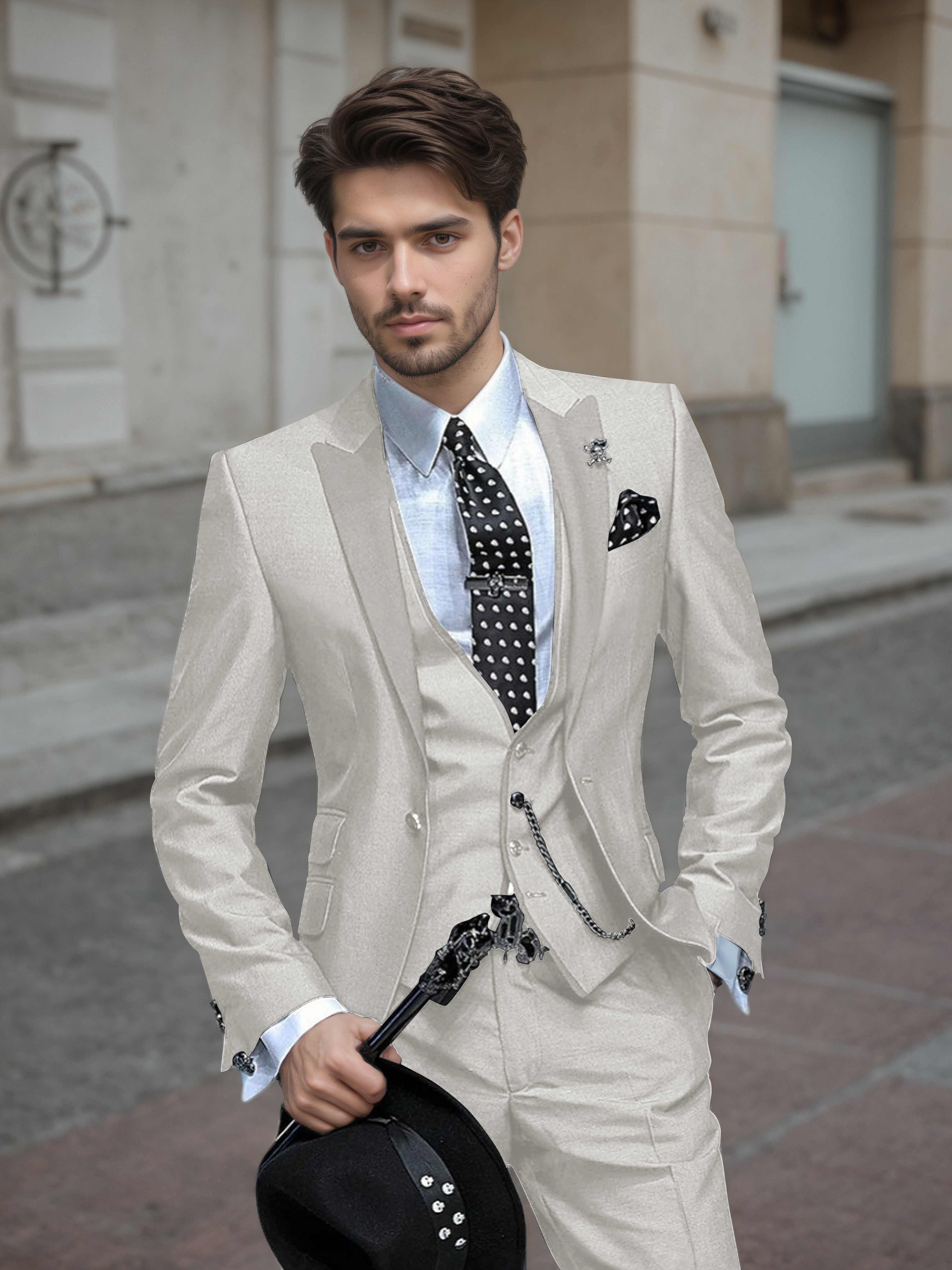 Elegant Men's Wedding Suit 3 Pieces One Button Event Suits