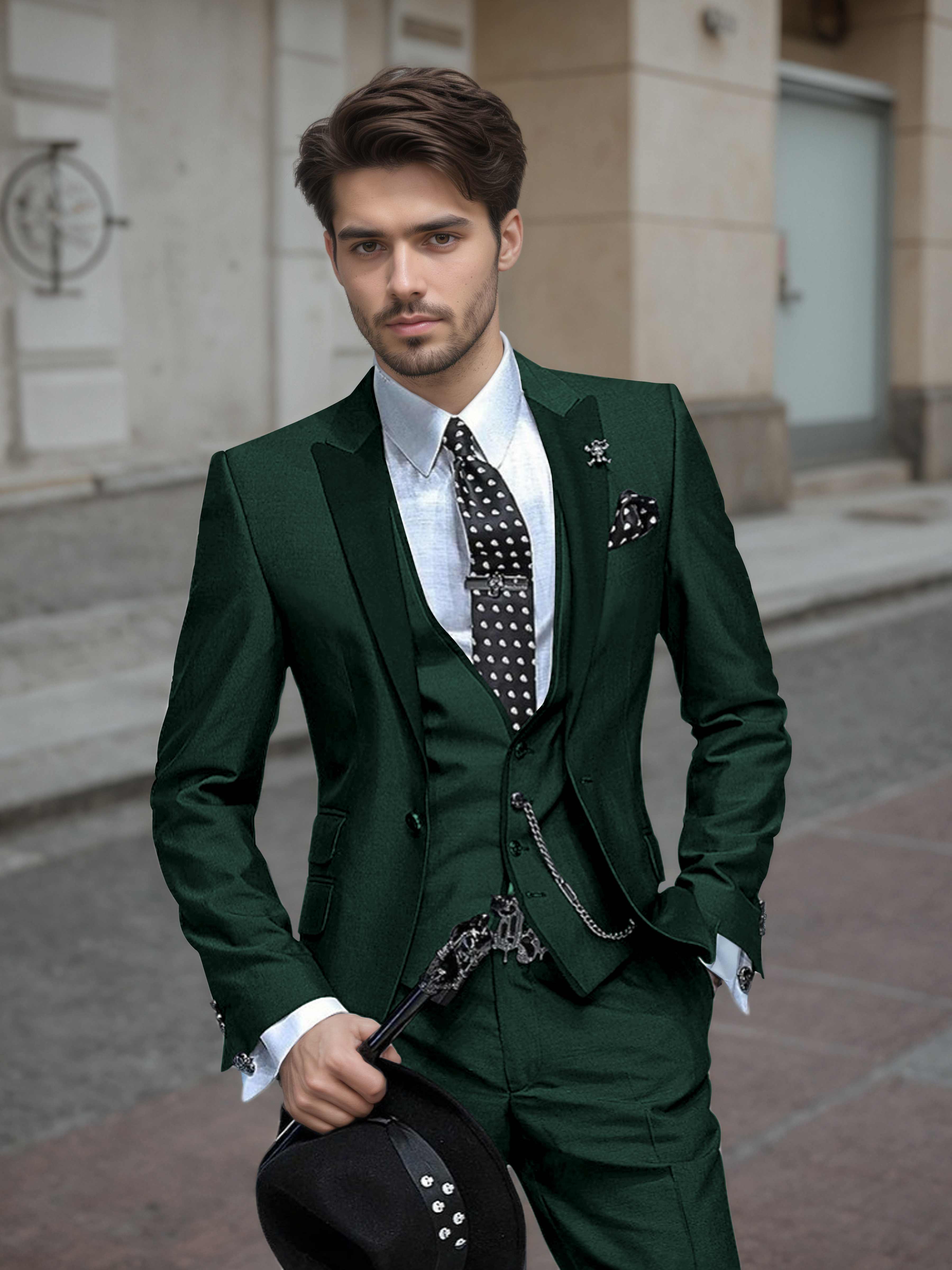 Elegant Men's Wedding Suit 3 Pieces One Button Event Suits