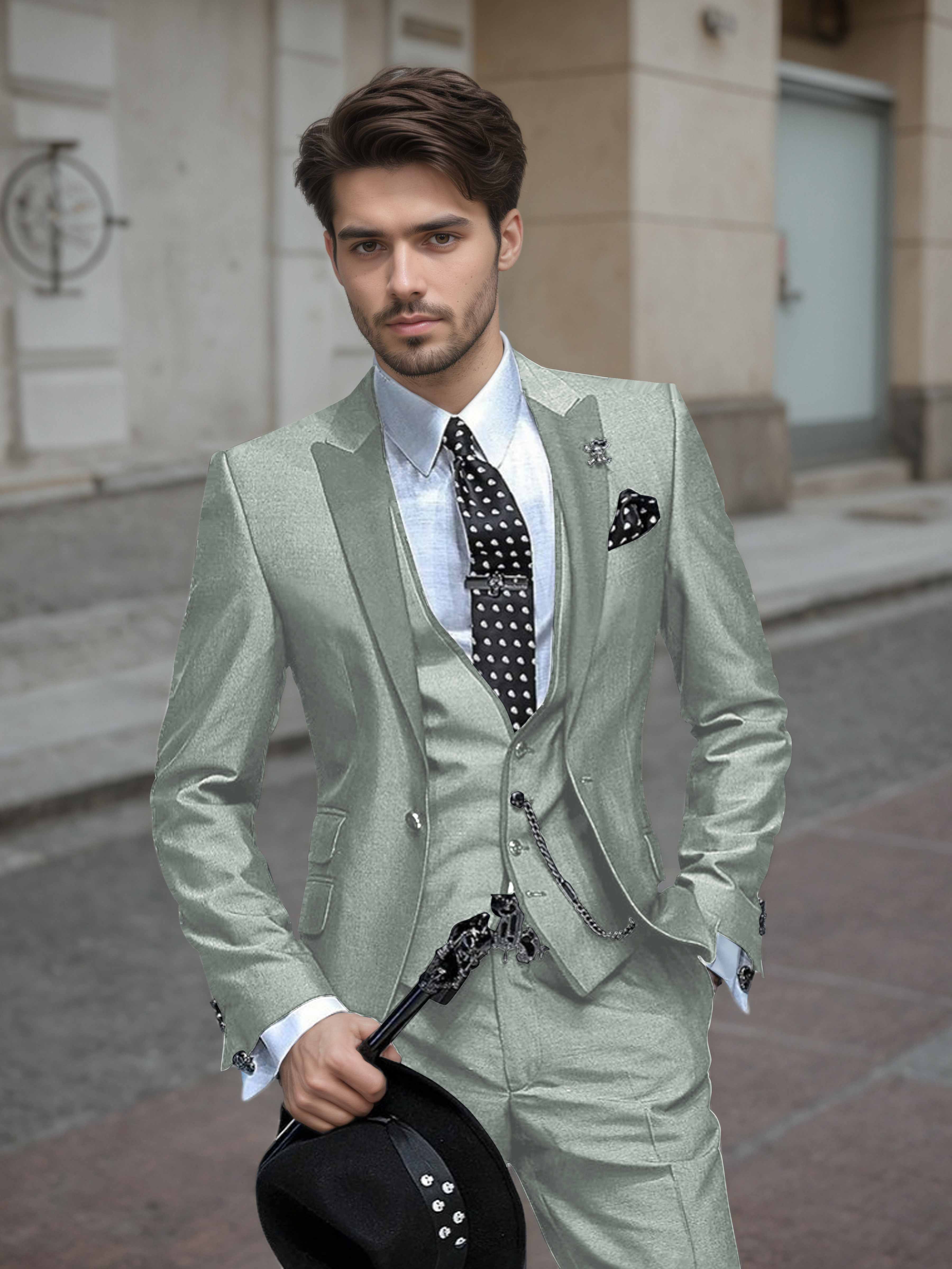 Elegant Men's Wedding Suit 3 Pieces One Button Event Suits