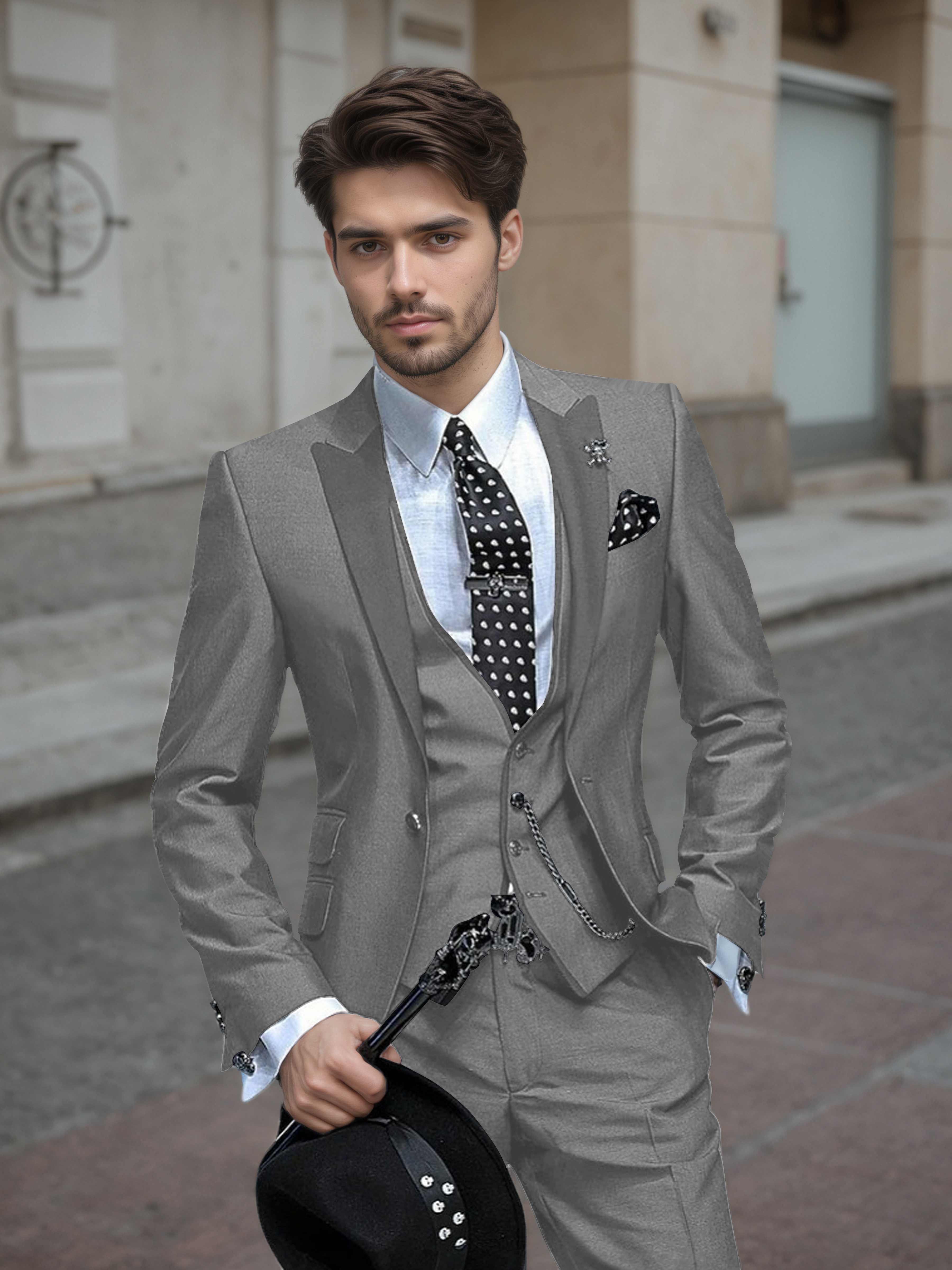 Elegant Men's Wedding Suit 3 Pieces One Button Event Suits