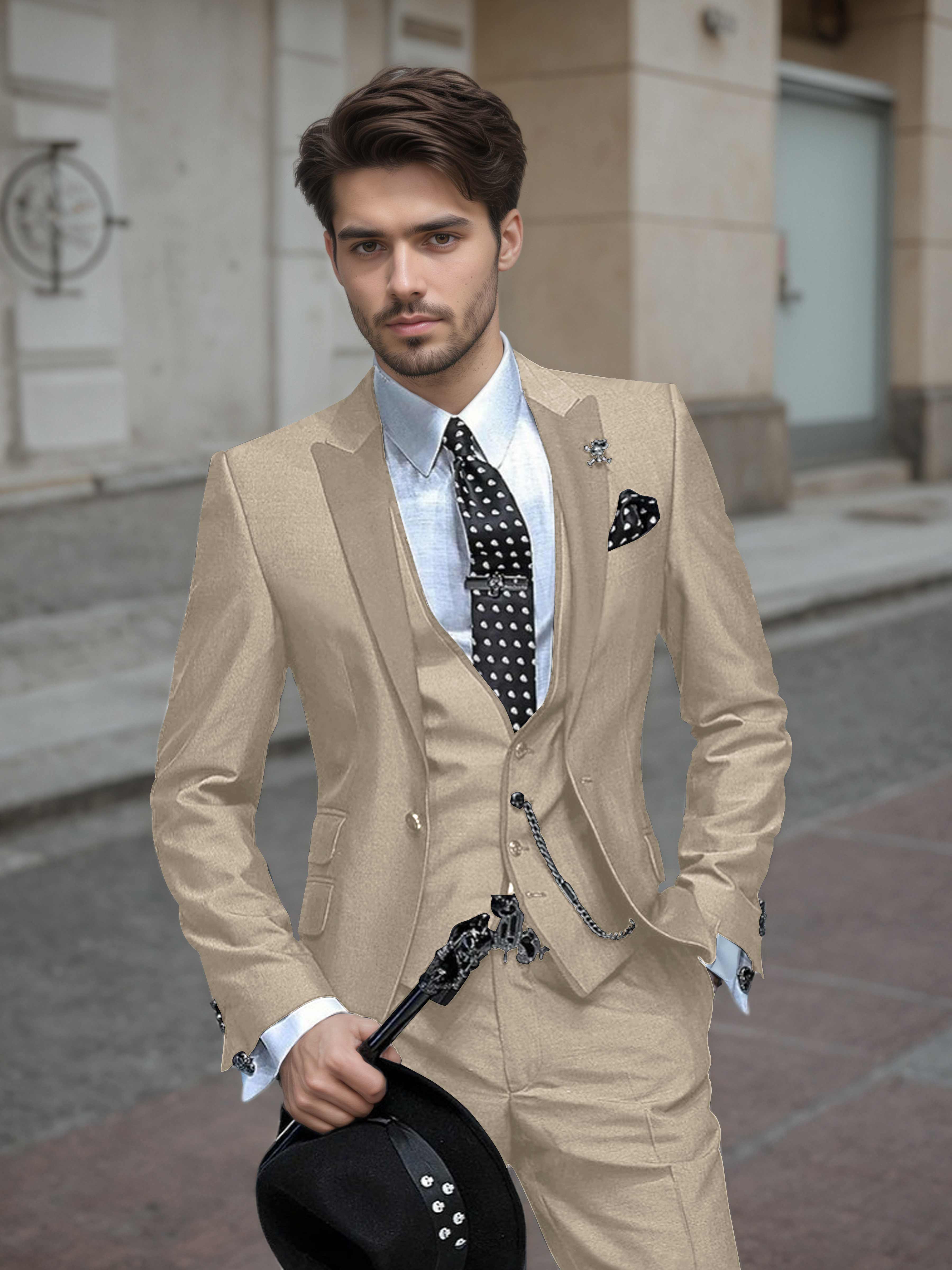Elegant Men's Wedding Suit 3 Pieces One Button Event Suits