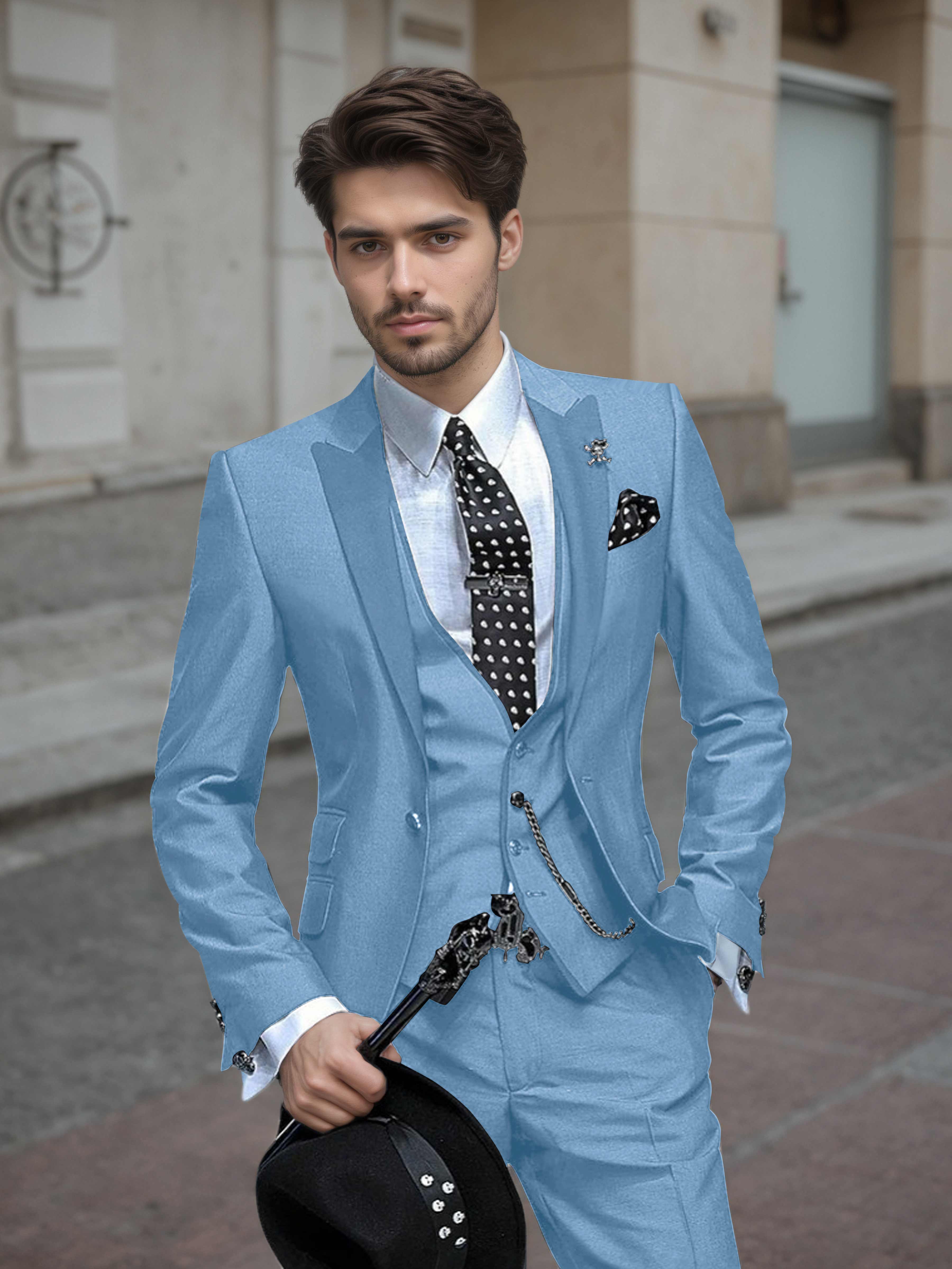 Elegant Men's Wedding Suit 3 Pieces One Button Event Suits