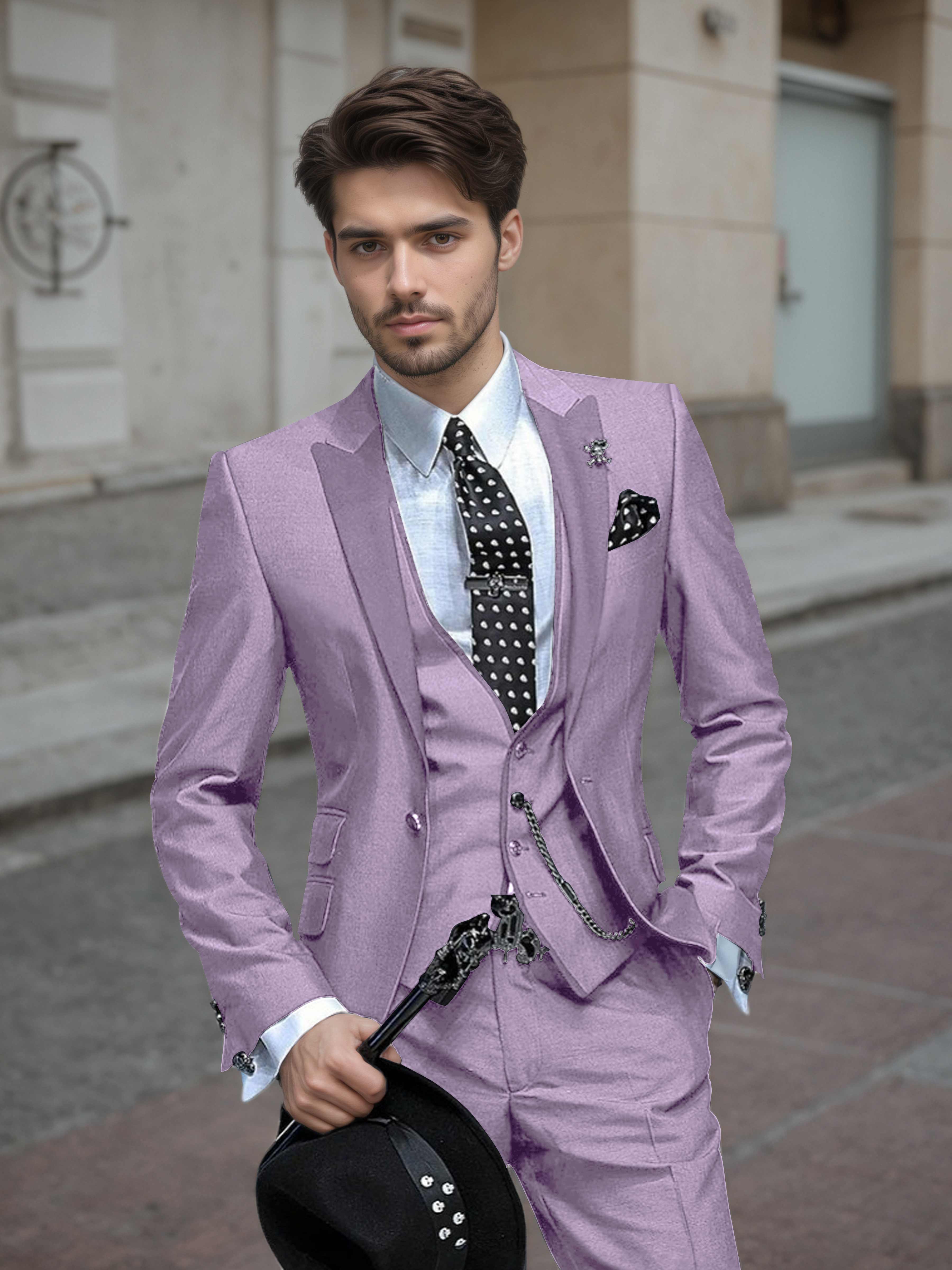 Elegant Men's Wedding Suit 3 Pieces One Button Event Suits