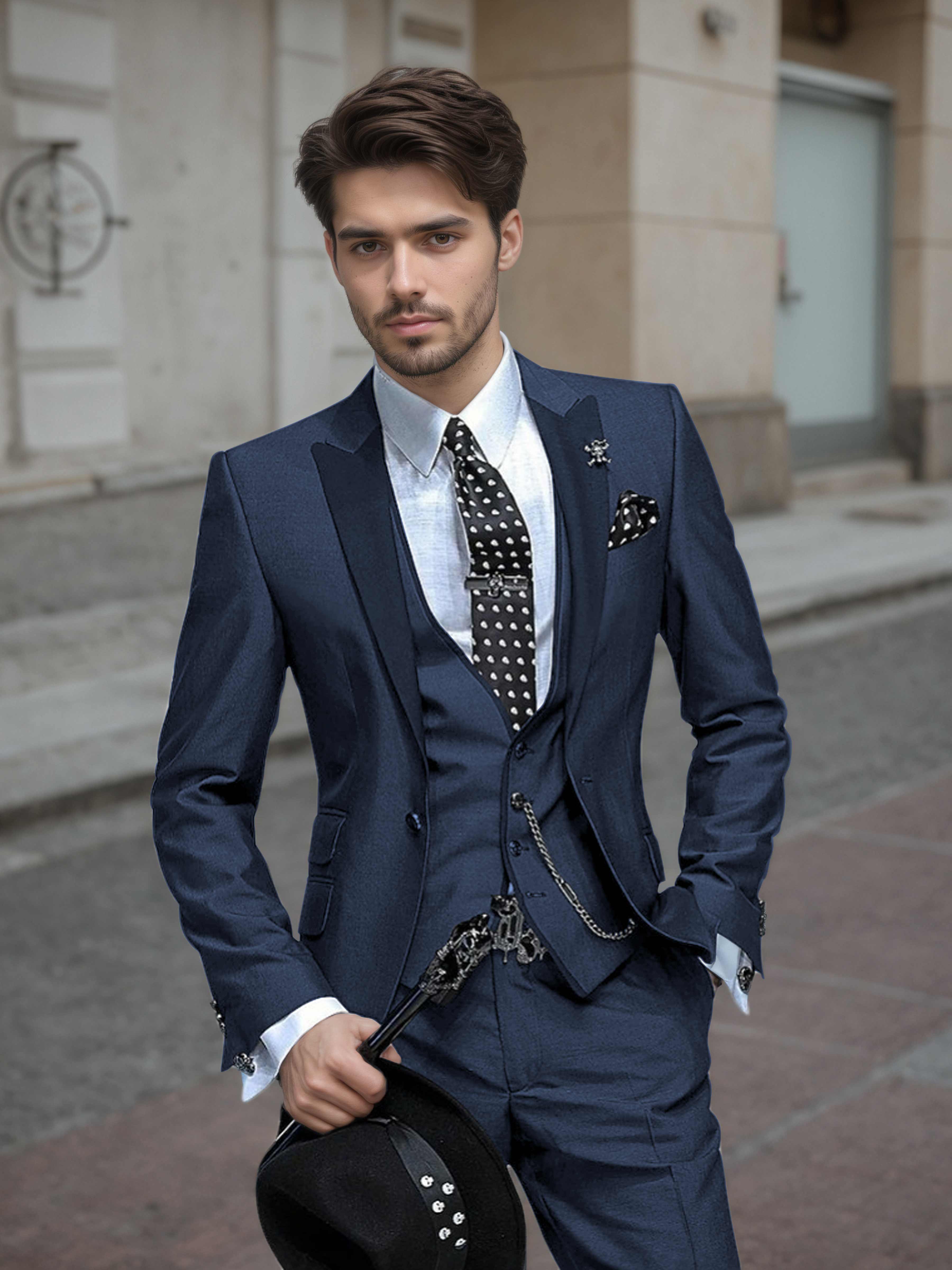 Elegant Men's Wedding Suit 3 Pieces One Button Event Suits