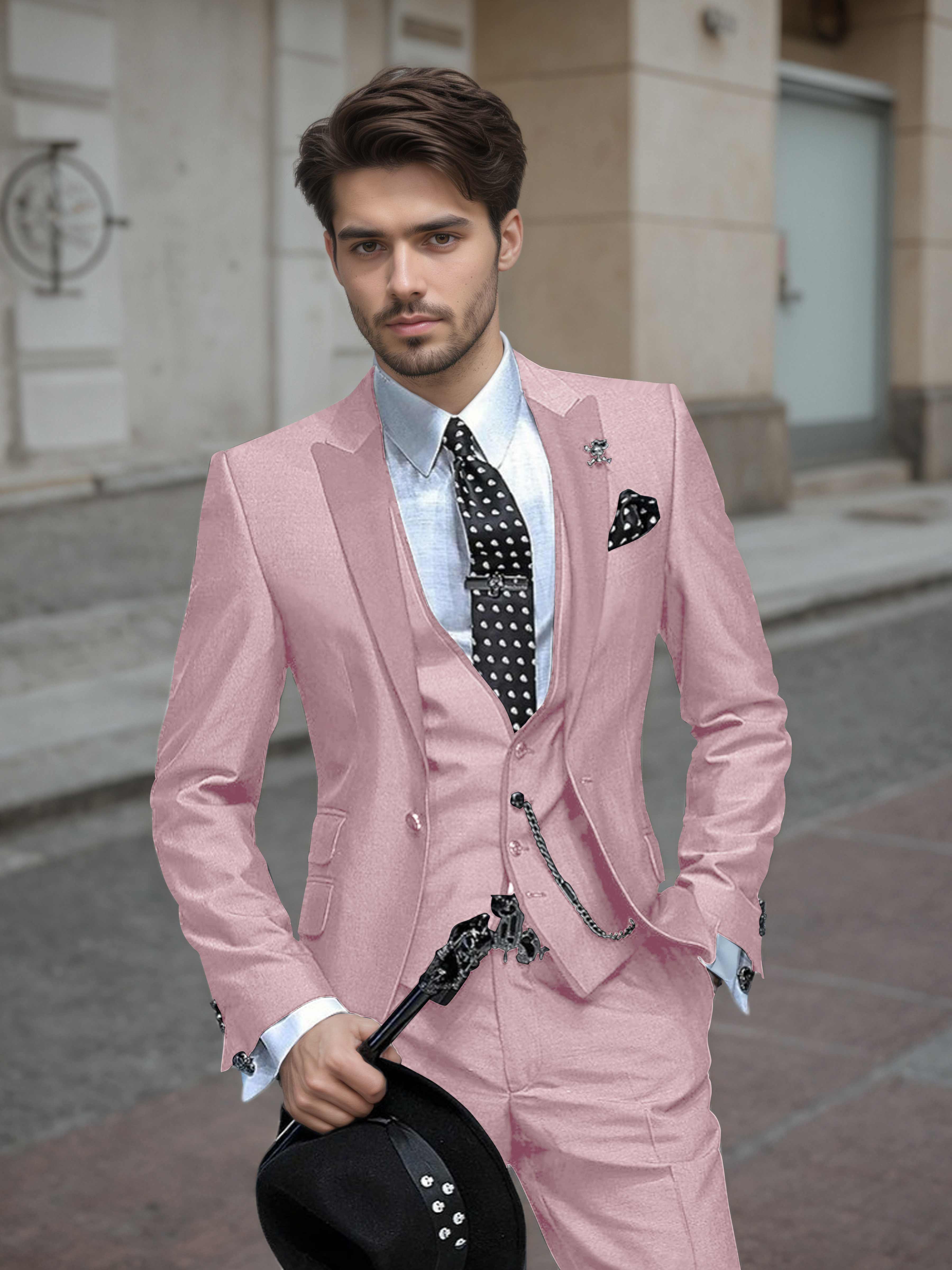 Elegant Men's Wedding Suit 3 Pieces One Button Event Suits