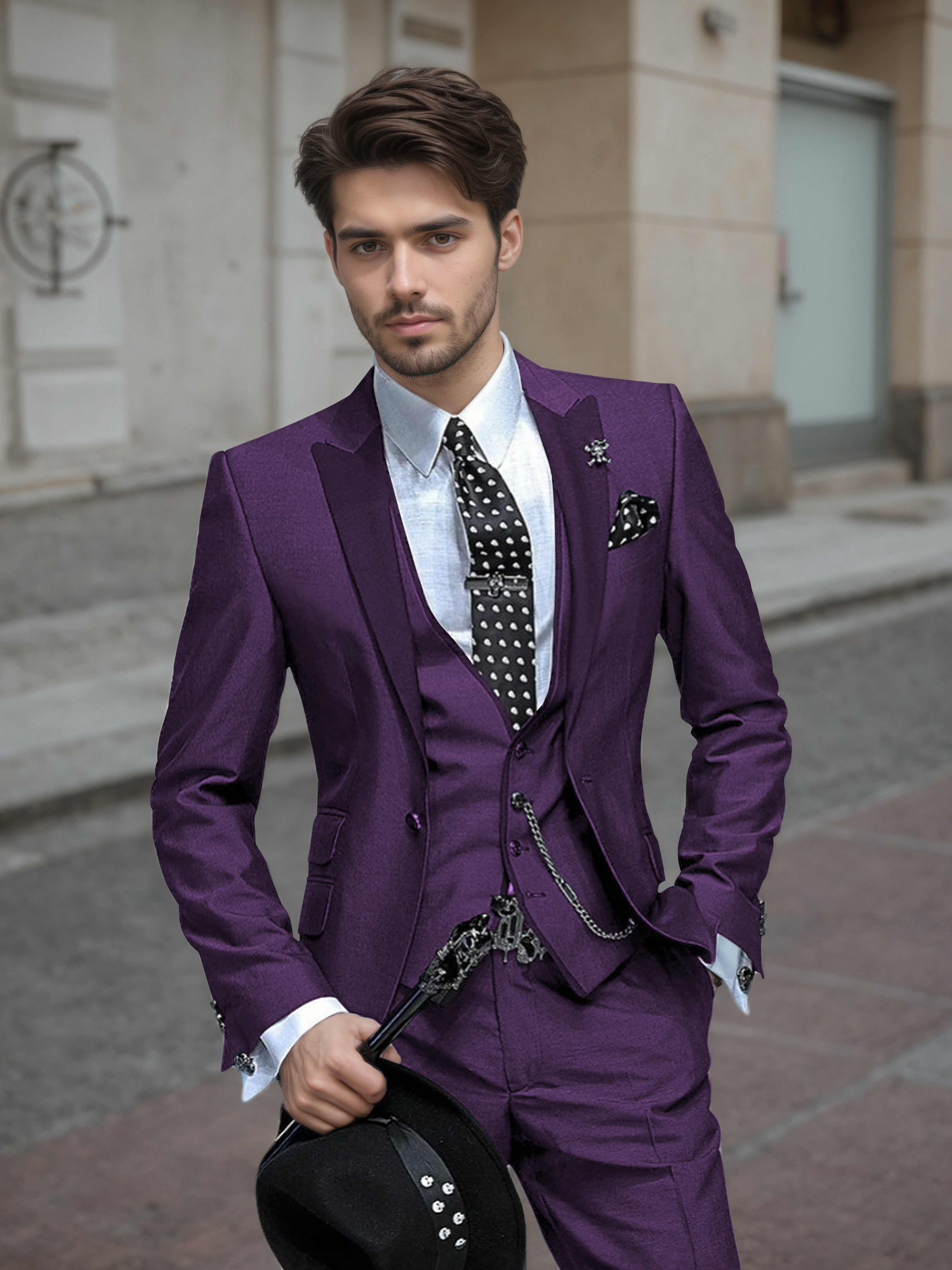 Elegant Men's Wedding Suit 3 Pieces One Button Event Suits