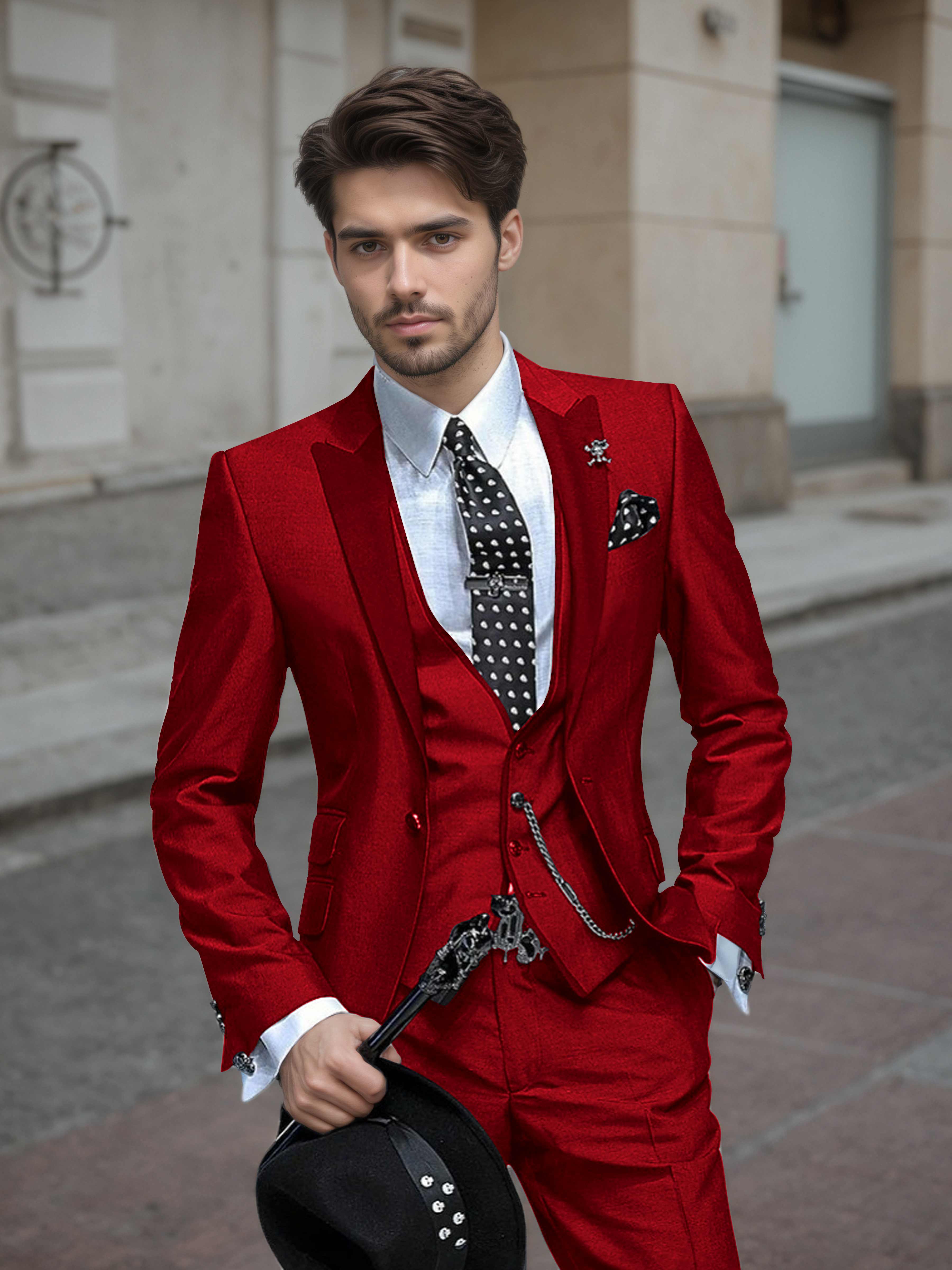 Elegant Men's Wedding Suit 3 Pieces One Button Event Suits