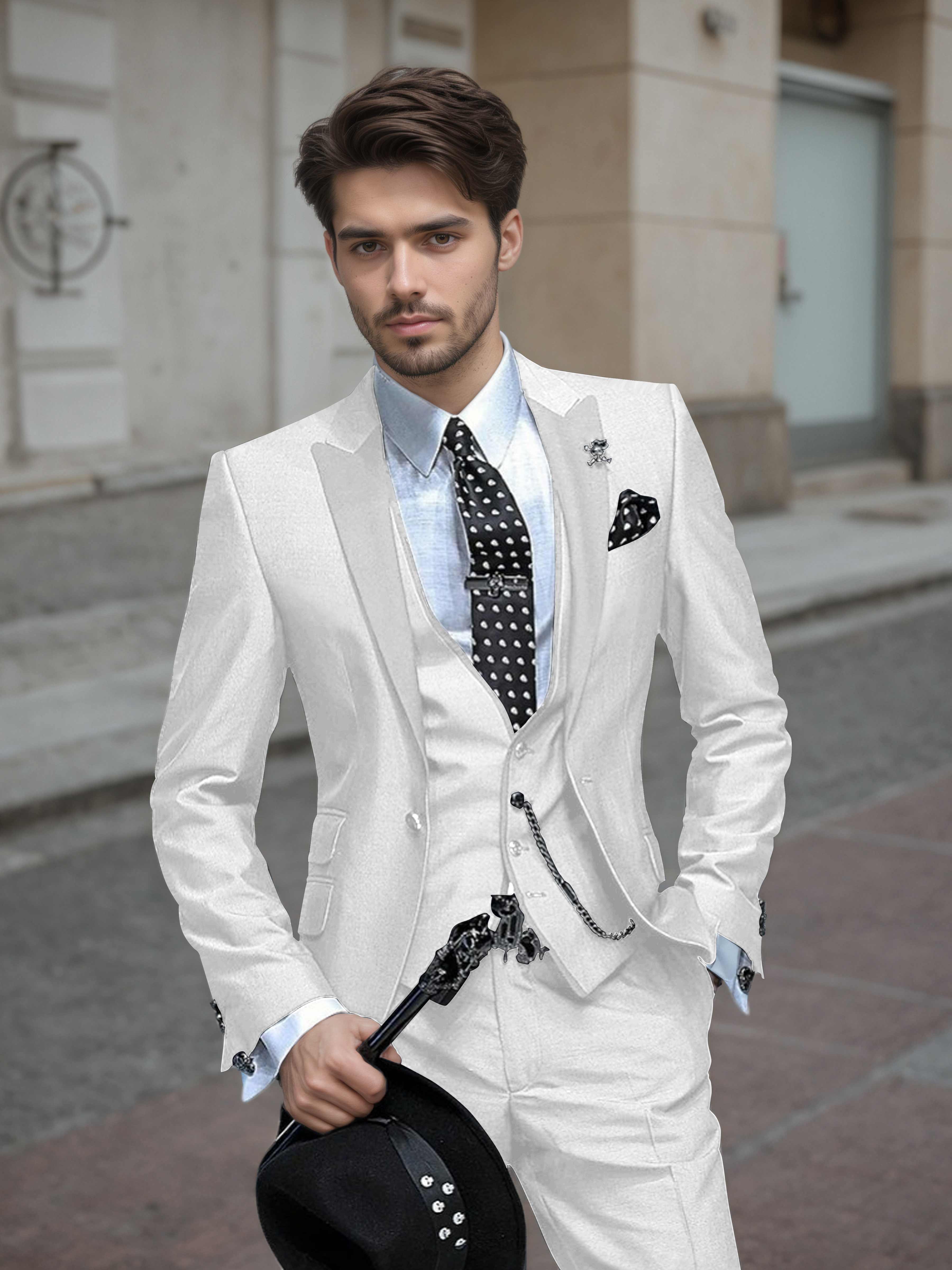 Elegant Men's Wedding Suit 3 Pieces One Button Event Suits