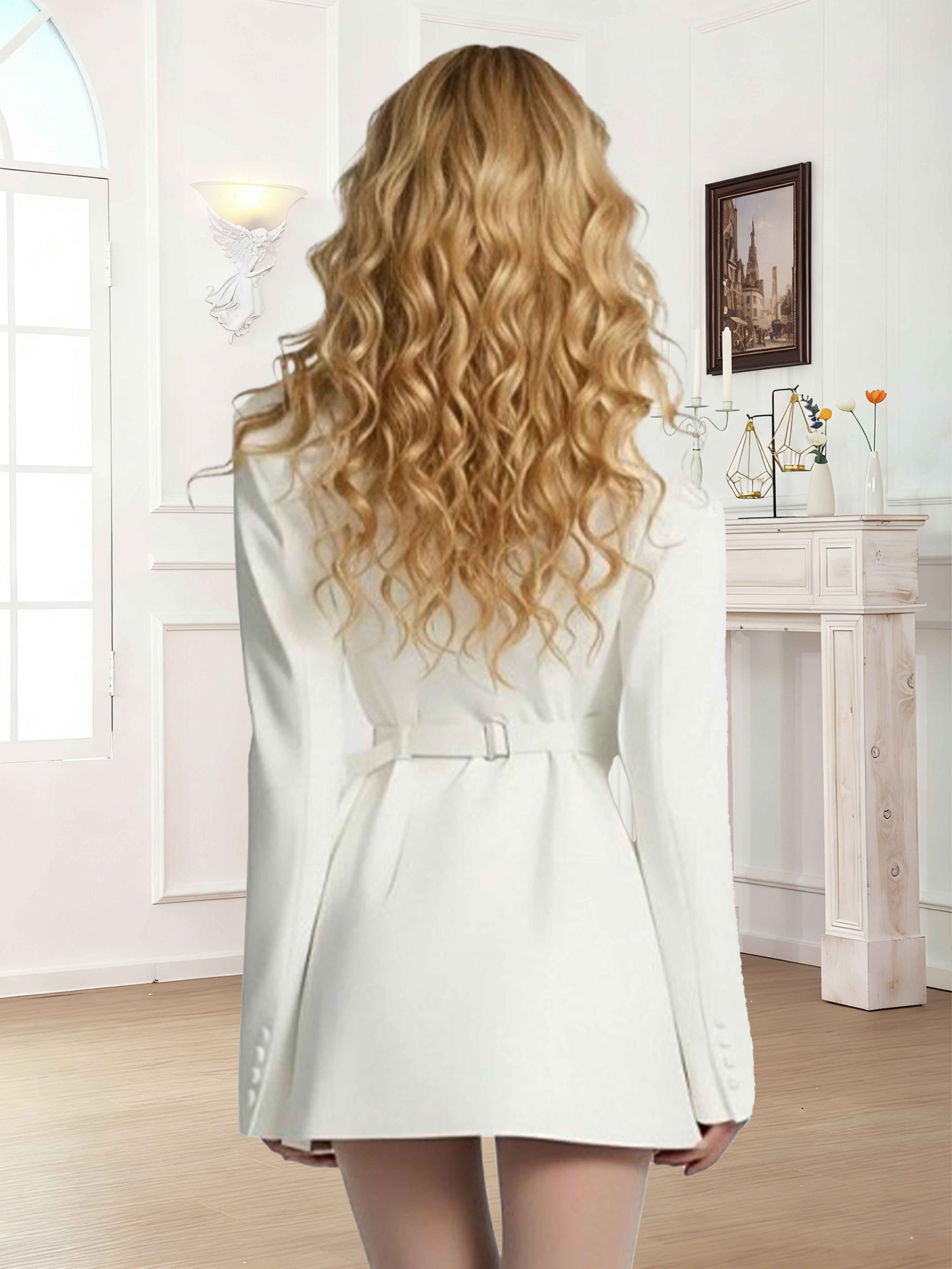 Elegant Women's Notch Lapel Double Breasted Guest Suit Jacket