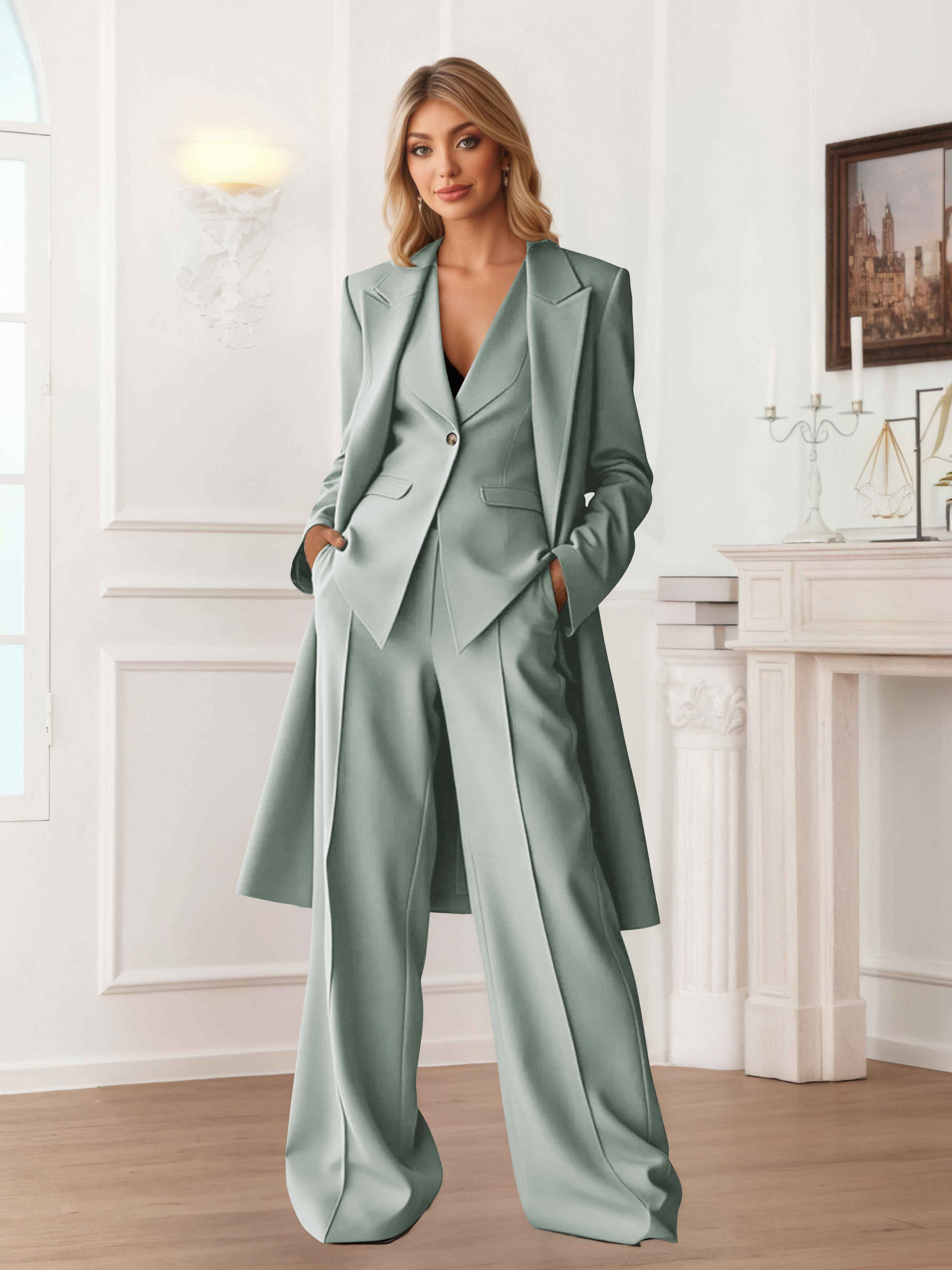 Elegant Women's 3 Pieces Casual Blazer and Pants Set