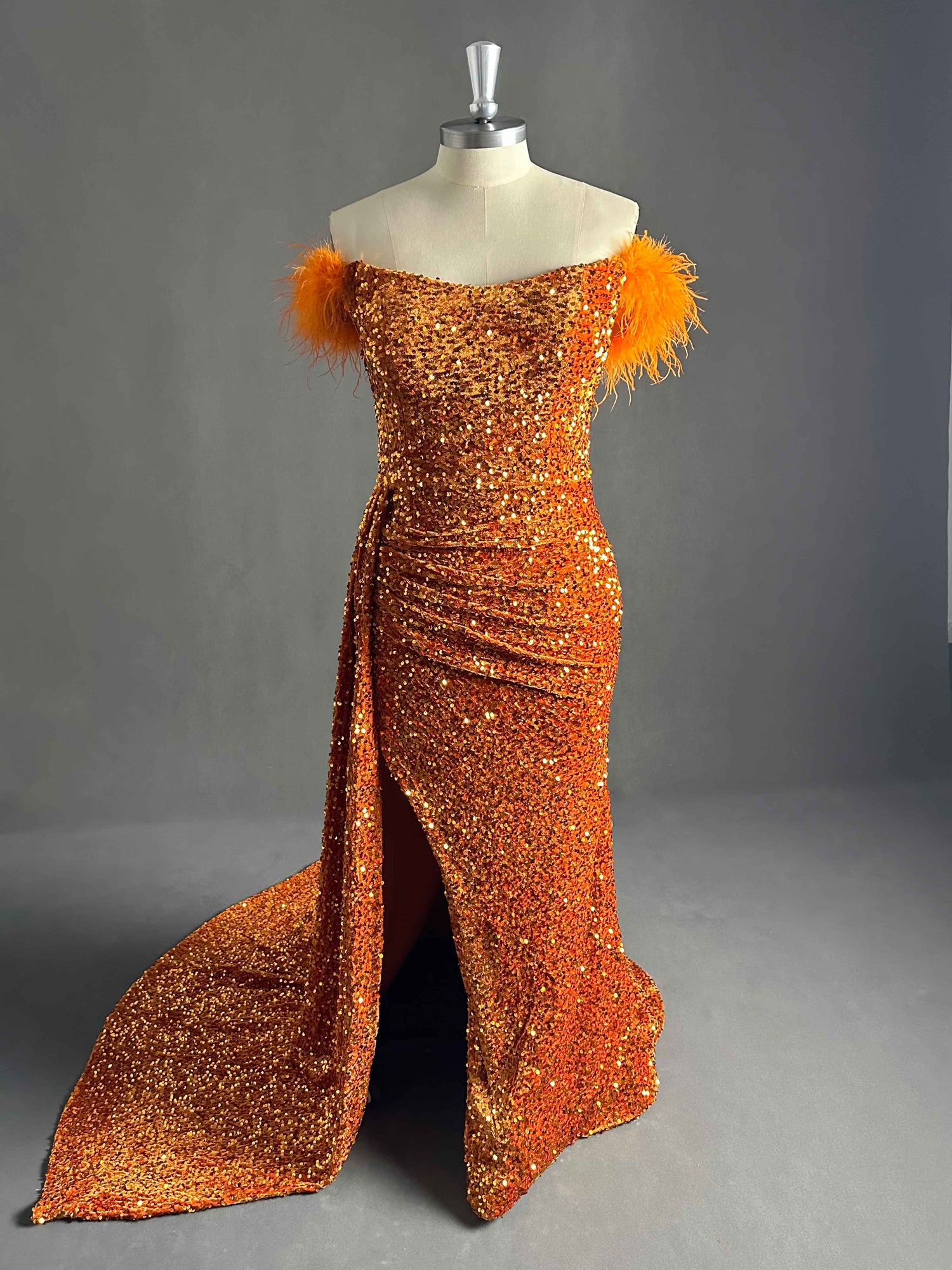 Luxurious Mermaid Sequin Beaded Long Prom Dress with Slit VK23101301