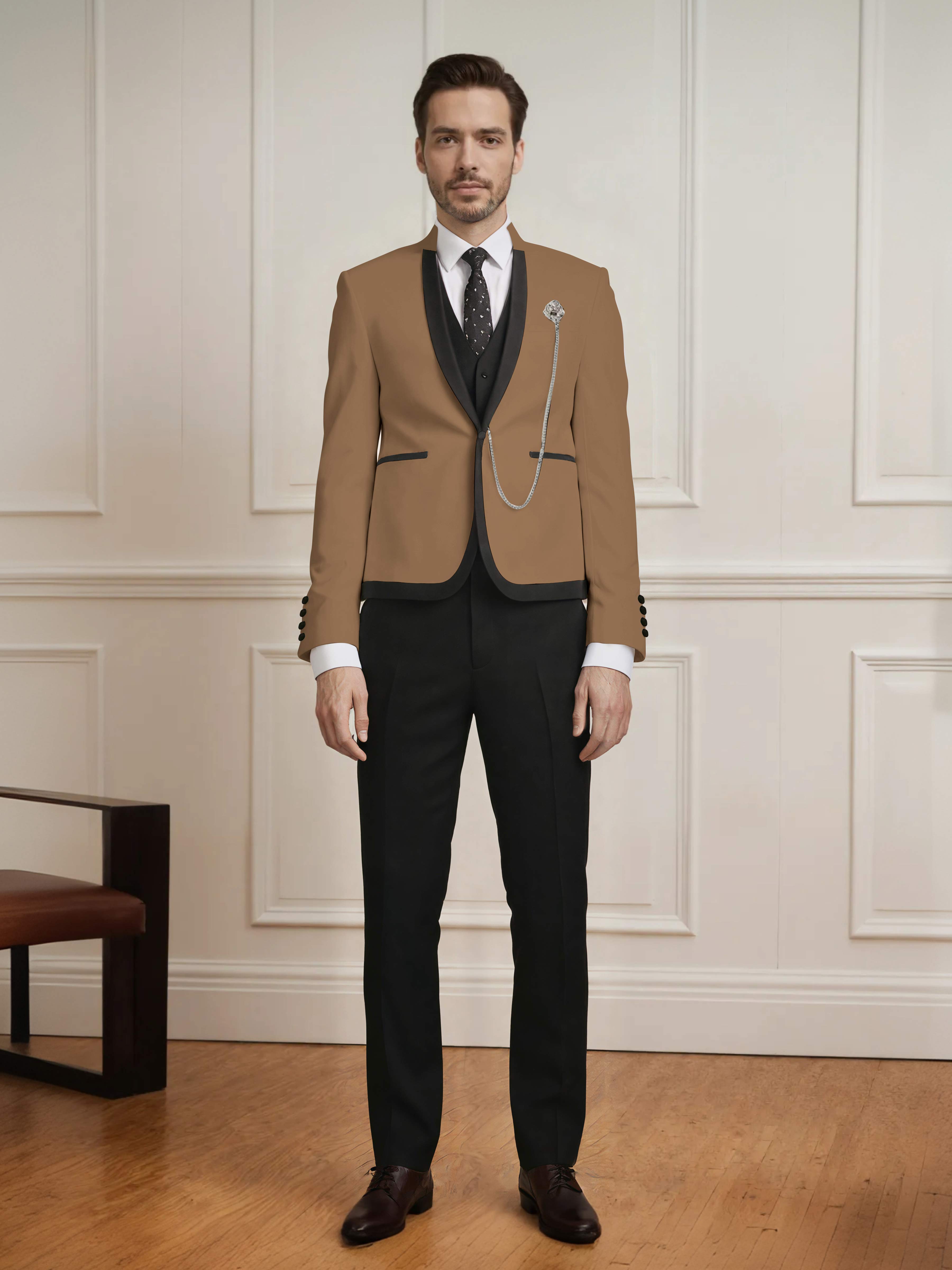 Fashion Forward 3 Pieces Men's Slim Fit One Button Suit For Wedding