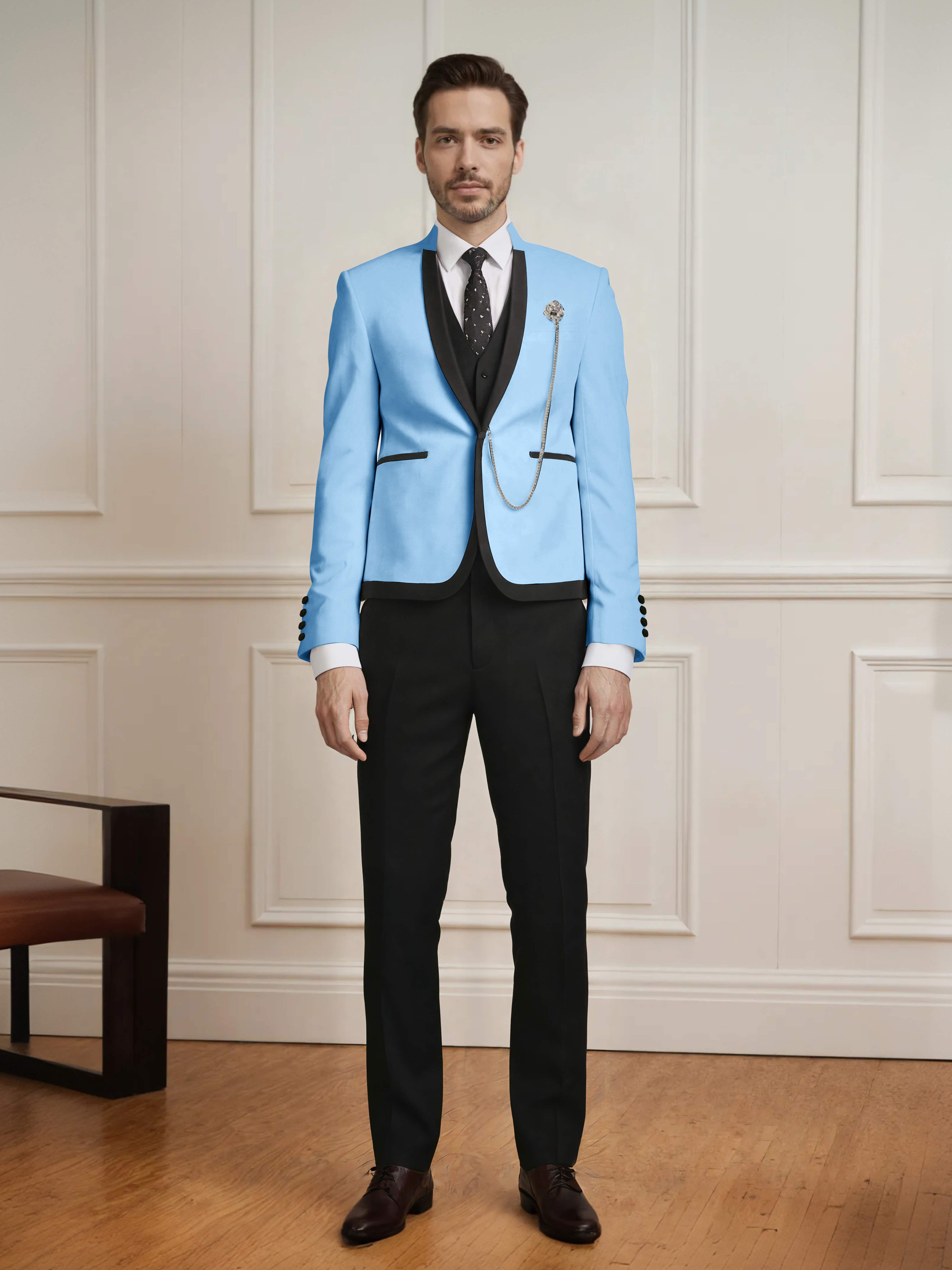 Fashion Forward 3 Pieces Men's Slim Fit One Button Suit For Wedding