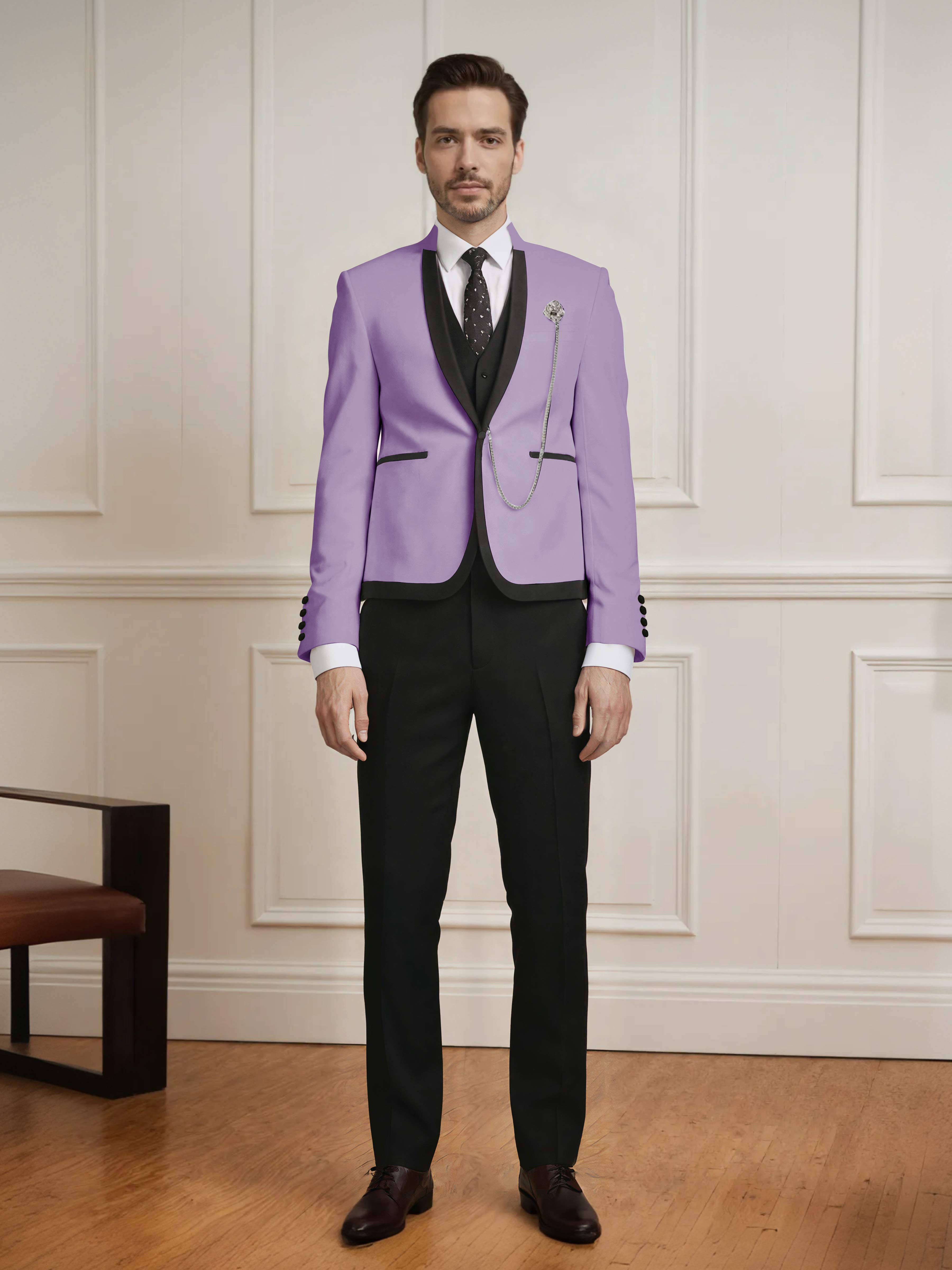 Fashion Forward 3 Pieces Men's Slim Fit One Button Suit For Wedding