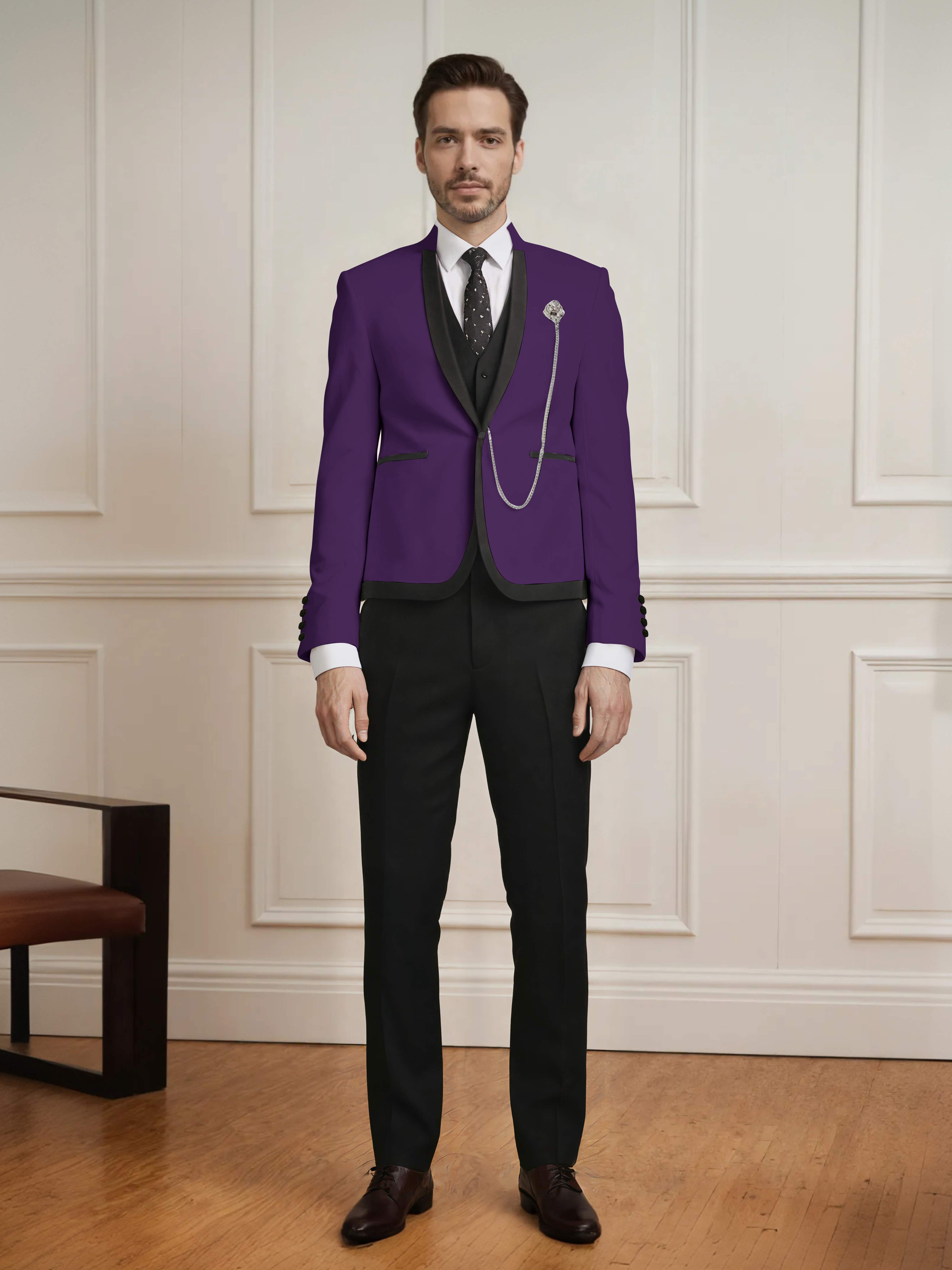 Fashion Forward 3 Pieces Men's Slim Fit One Button Suit For Wedding