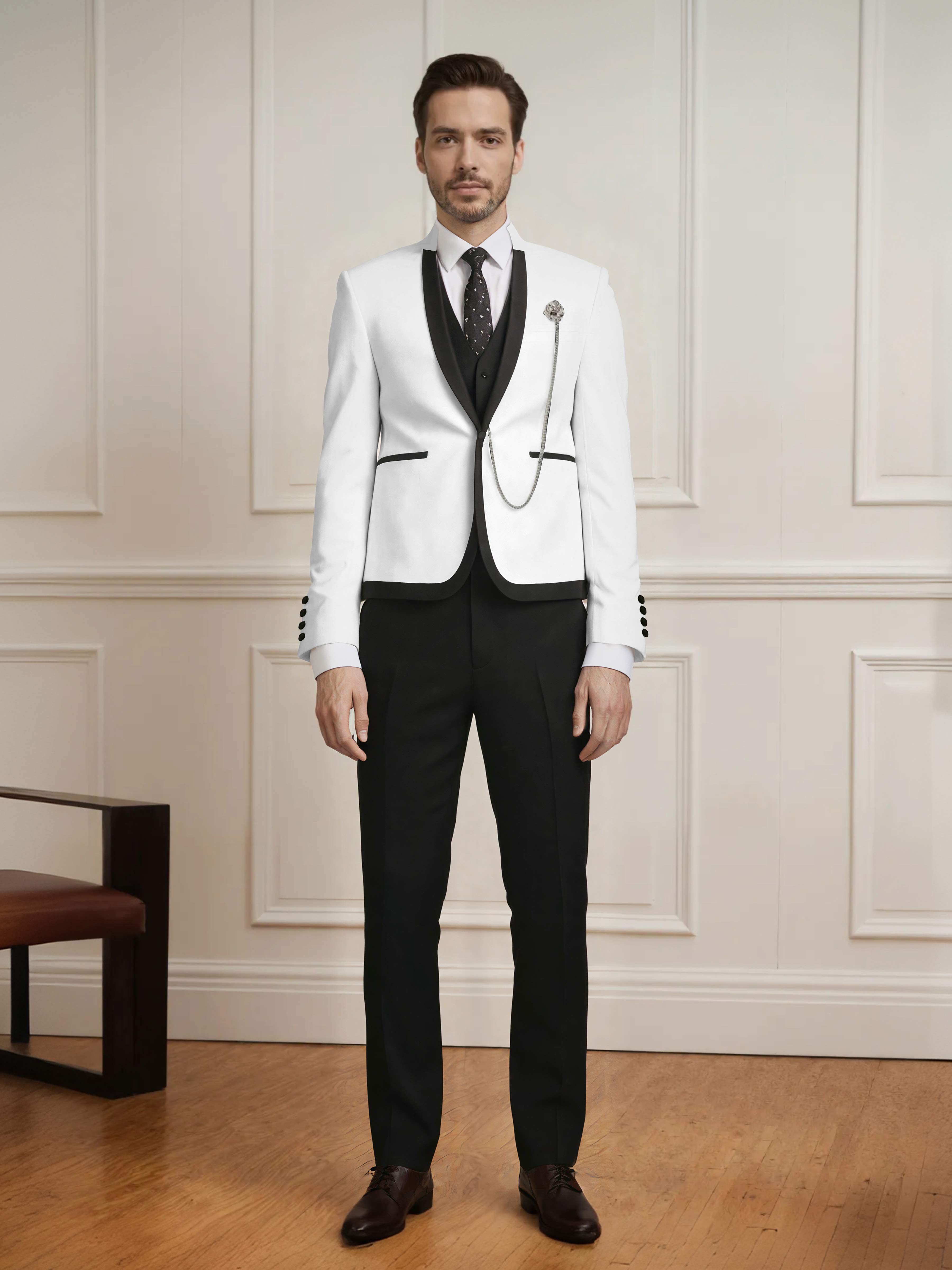 Fashion Forward 3 Pieces Men's Slim Fit One Button Suit For Wedding