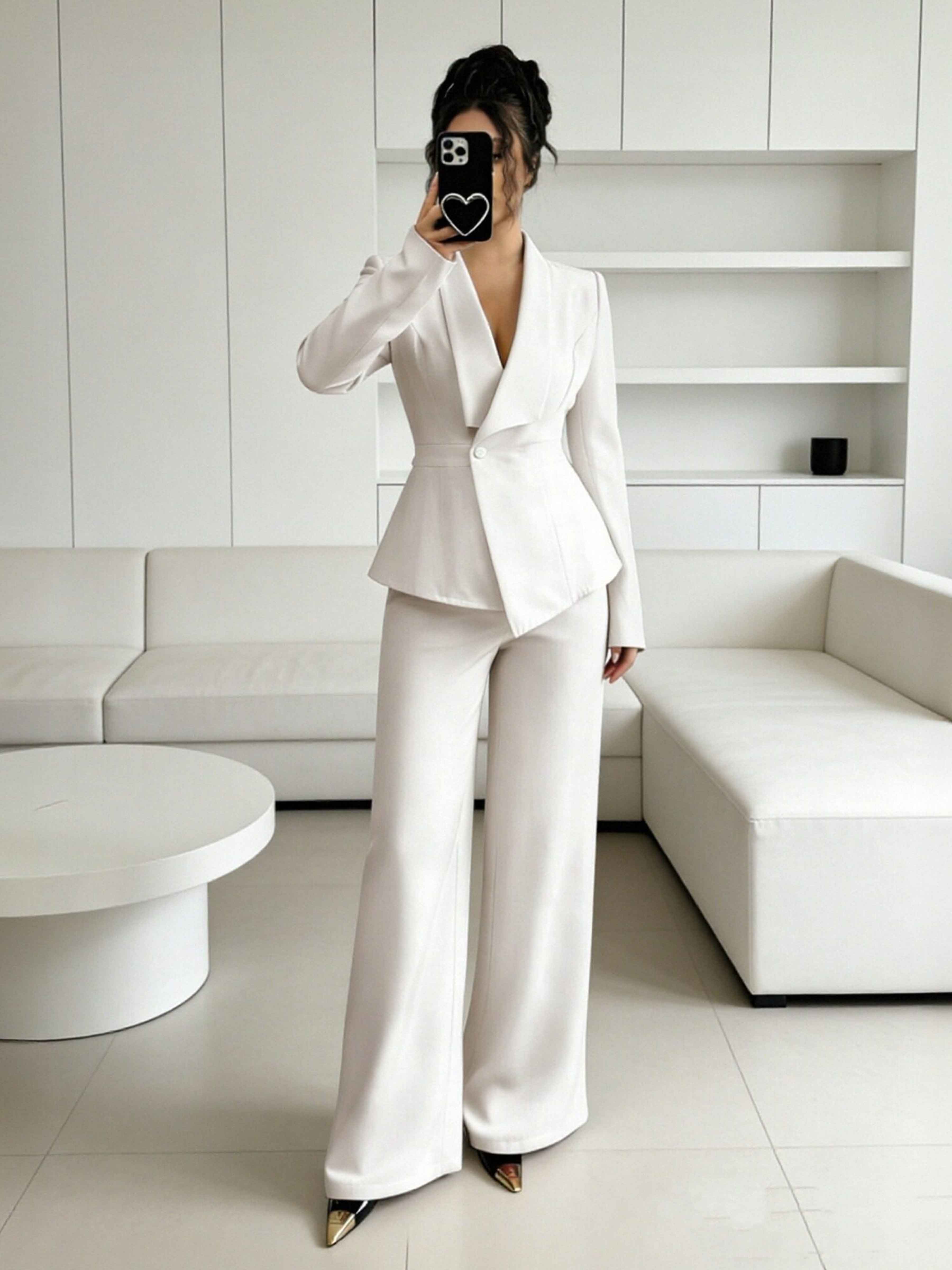 Feminine Women's 2 Pieces Uni One Button Formal Guest Suit