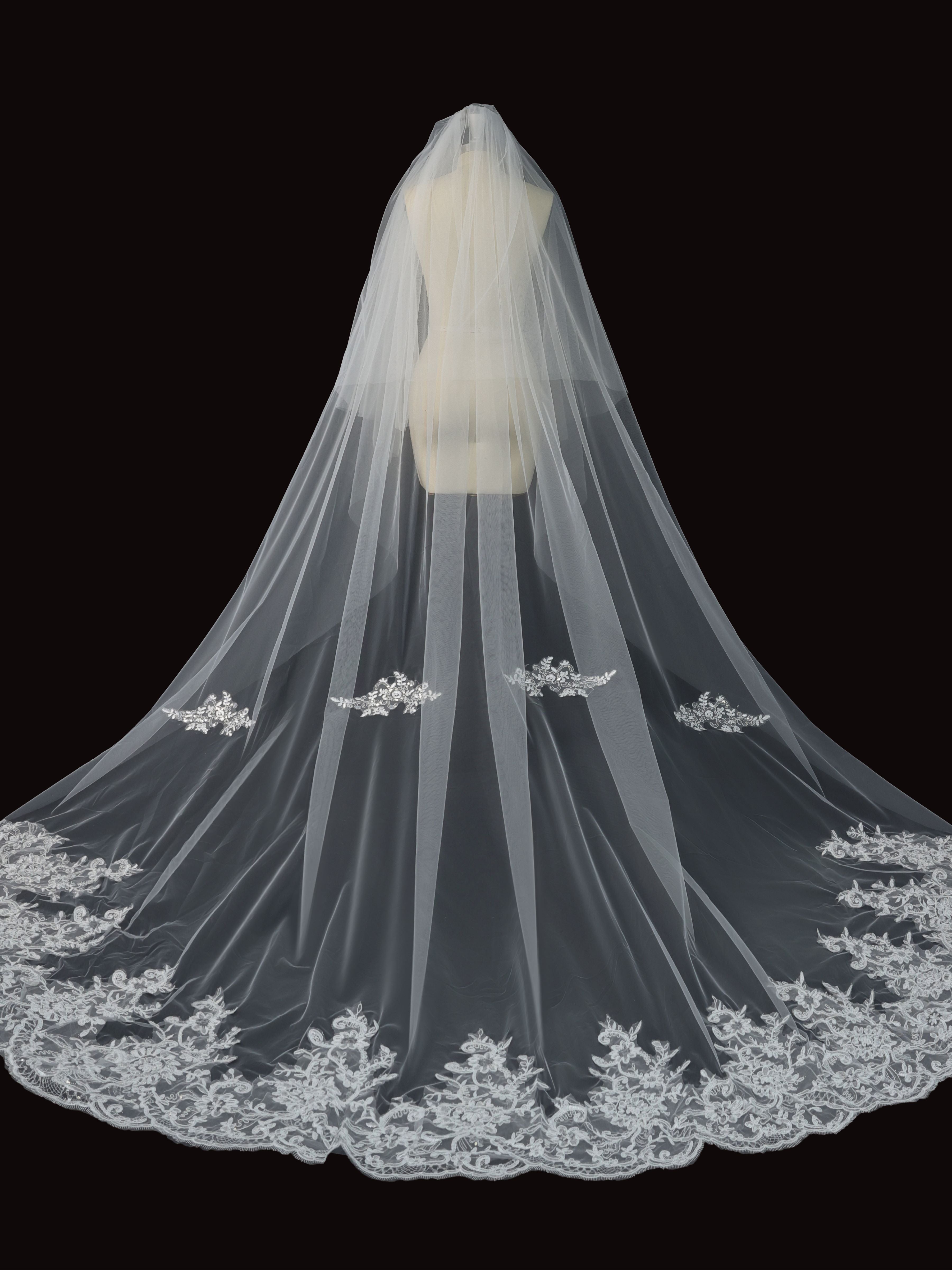 Floral Lace Cathedral Wedding Veil