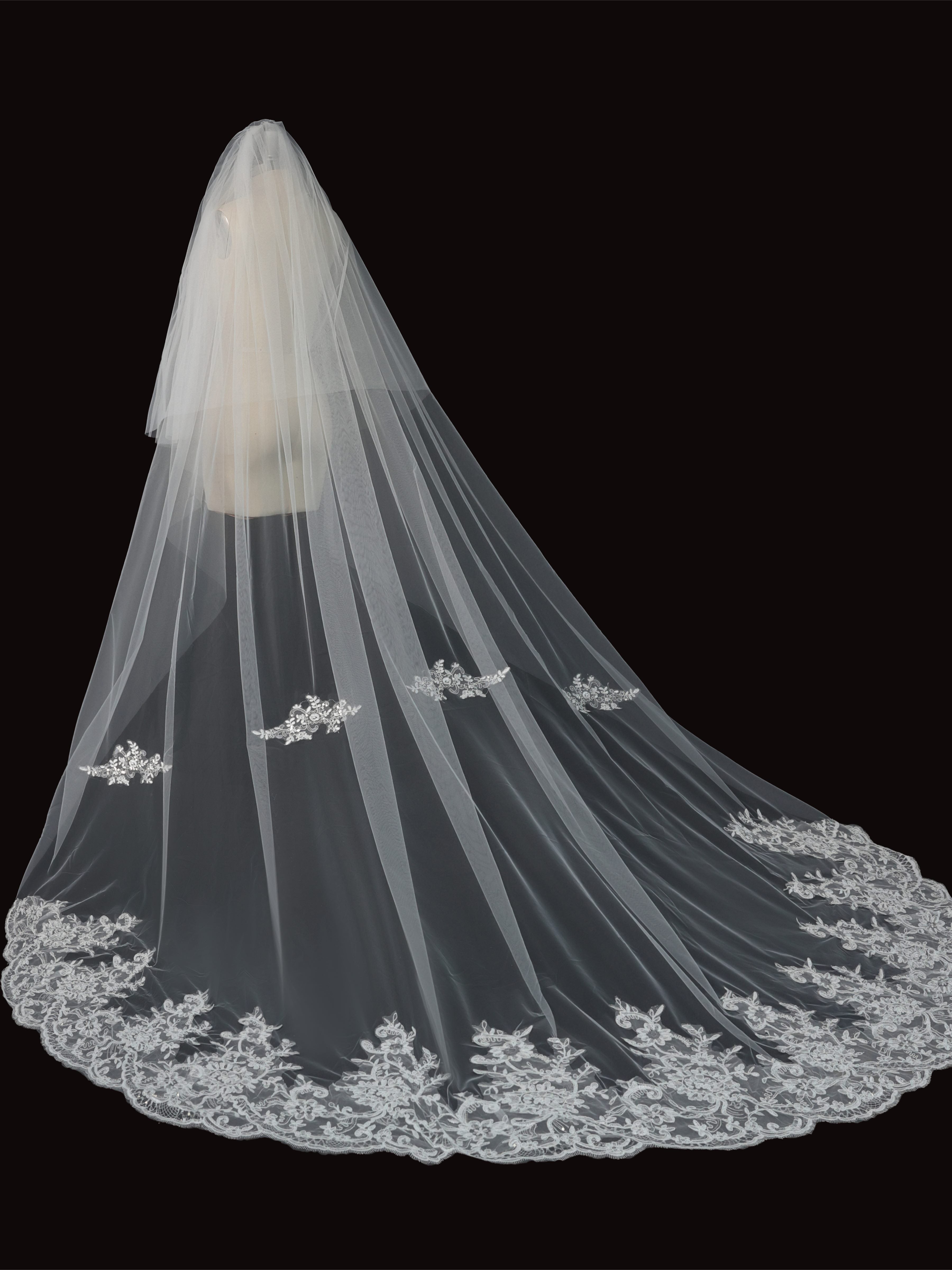 Floral Lace Cathedral Wedding Veil