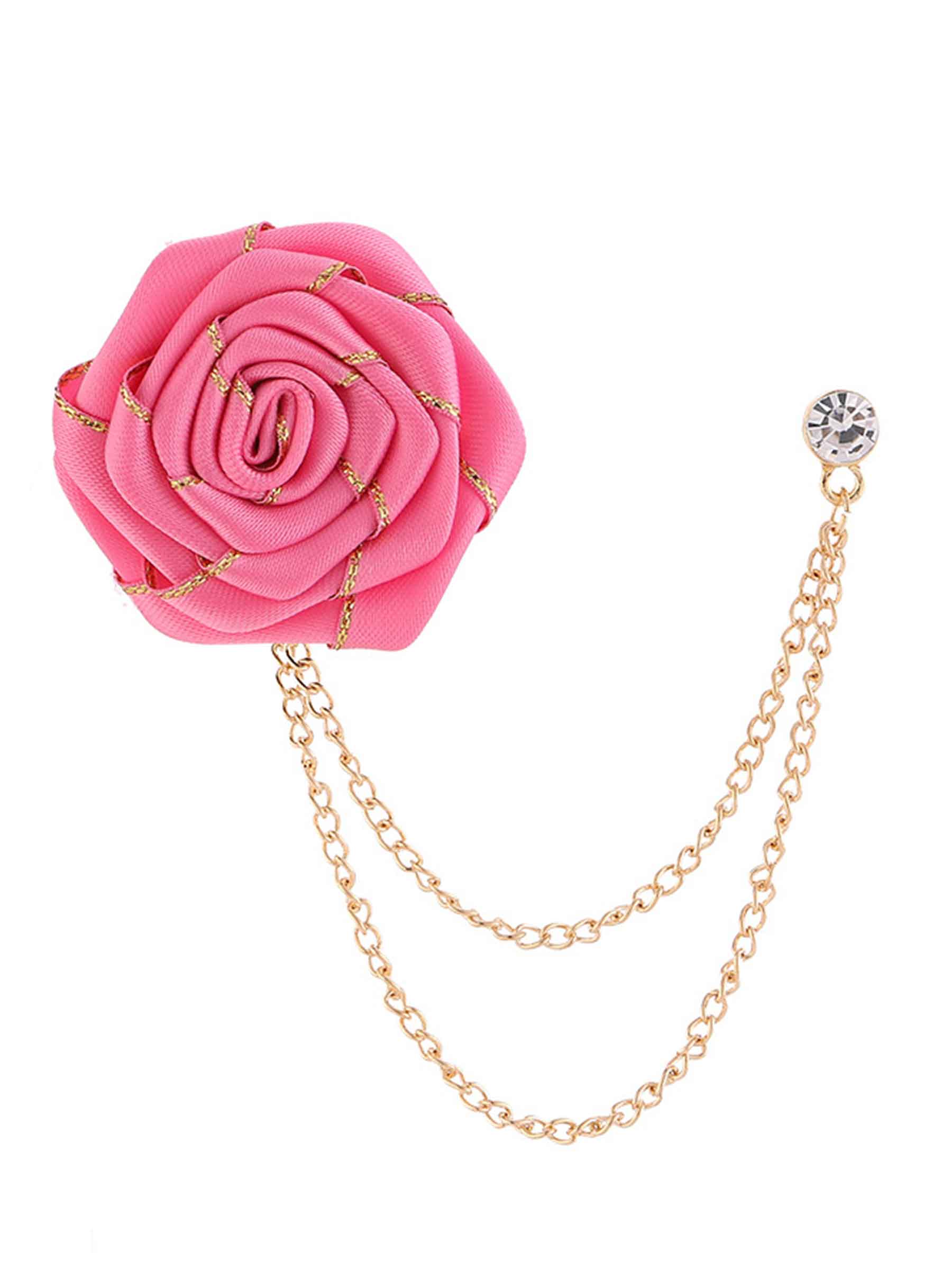 Pomuyoo Trendy Rose Flower Lapel Pins for Men's Suit