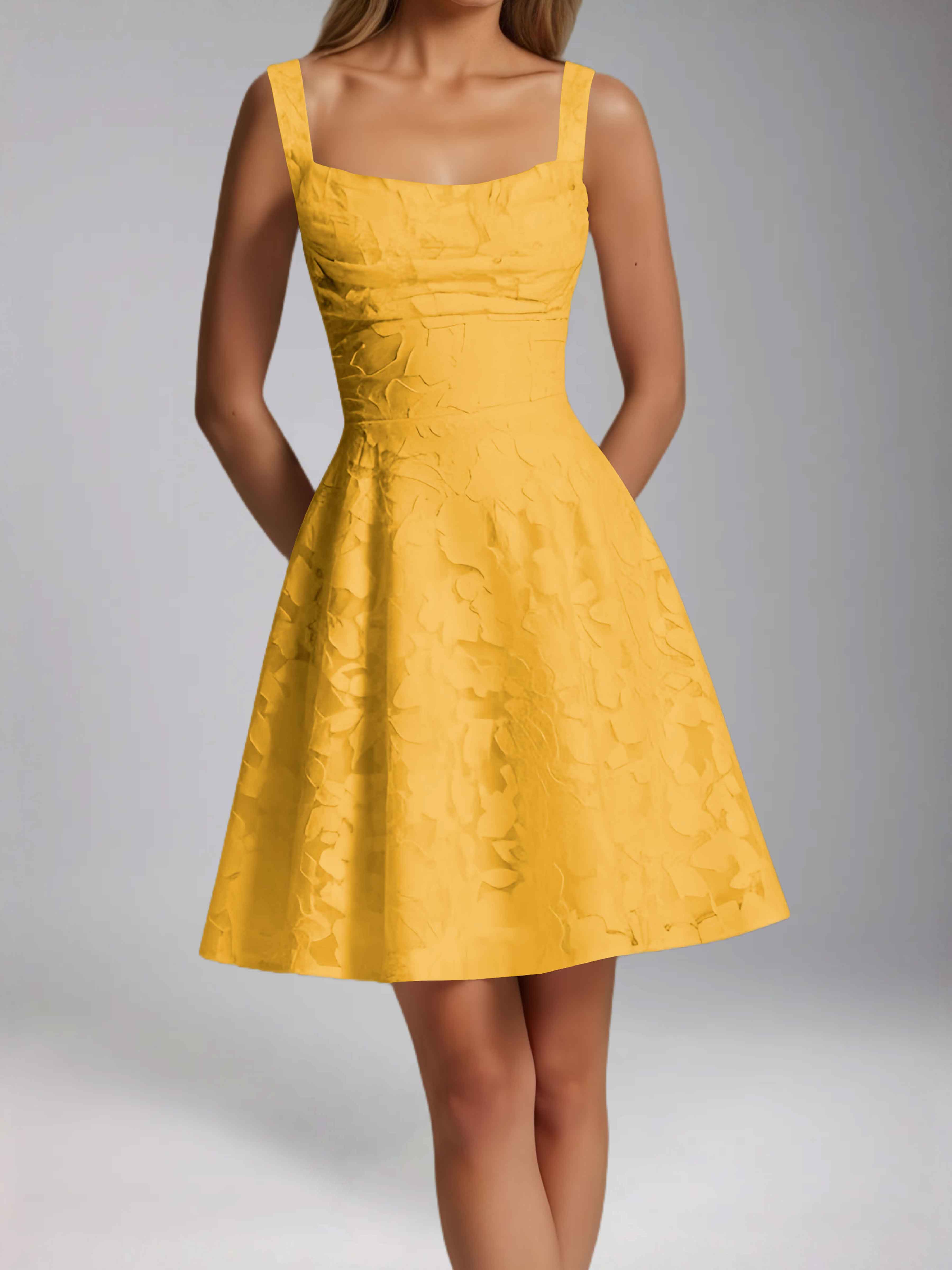 Oraelvanna Elegant Pleated A-Line Jacquard Short Party Dresses