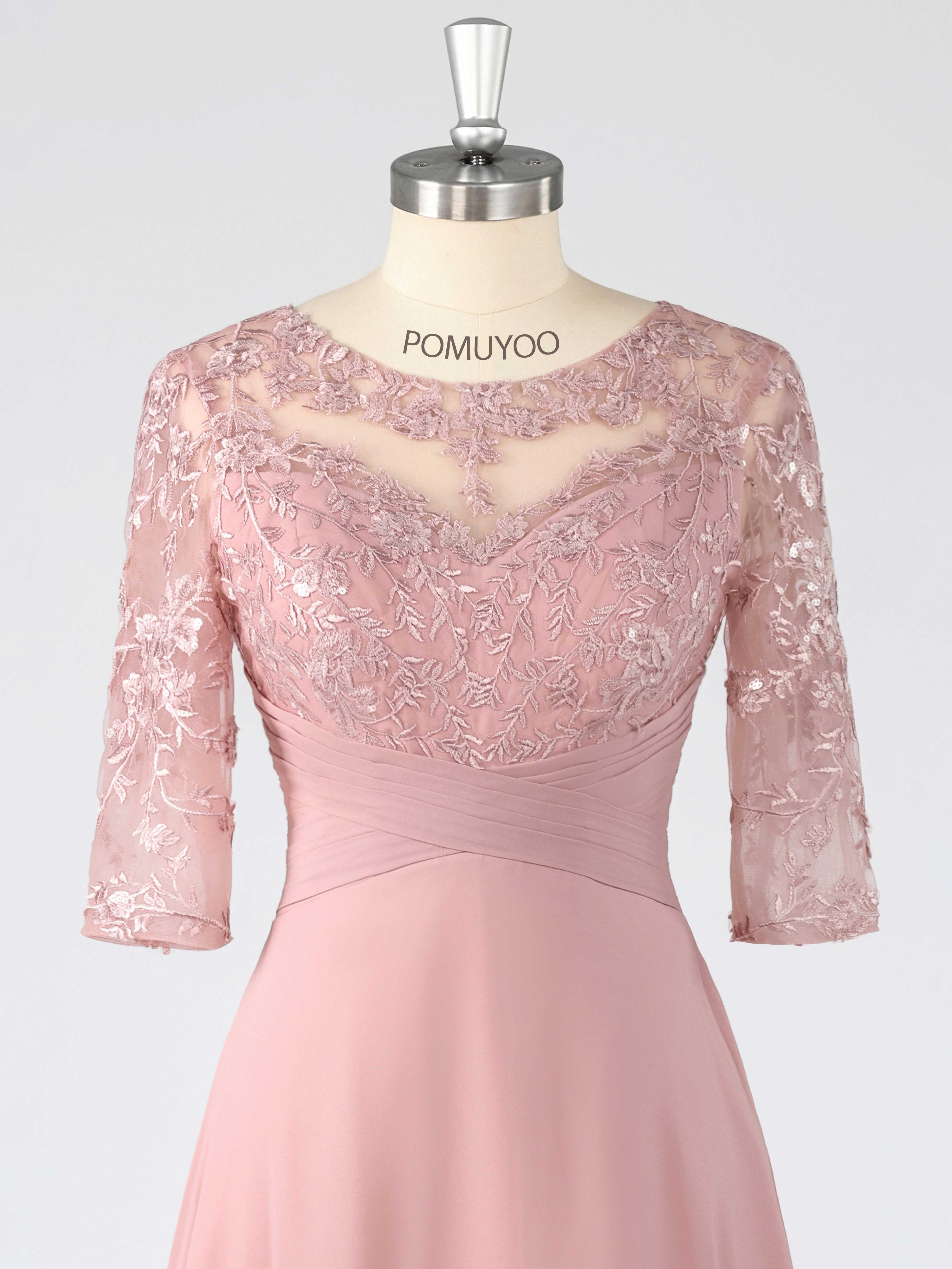 Graceful A-Line Illusion Appliques Sequins Asymmetrical Chiffon Mother of The Bride Dresses