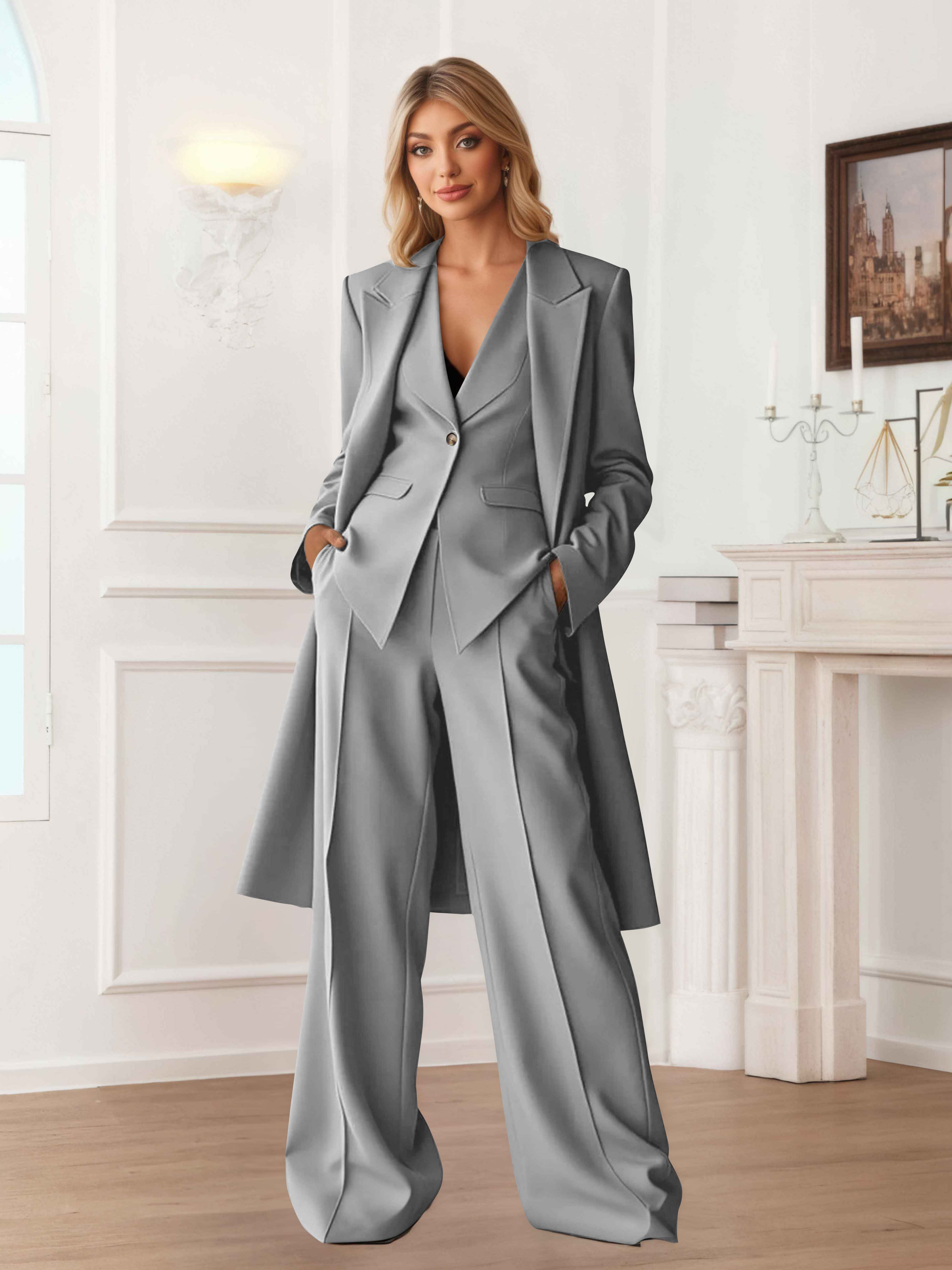 Elegant Women's 3 Pieces Casual Blazer and Pants Set